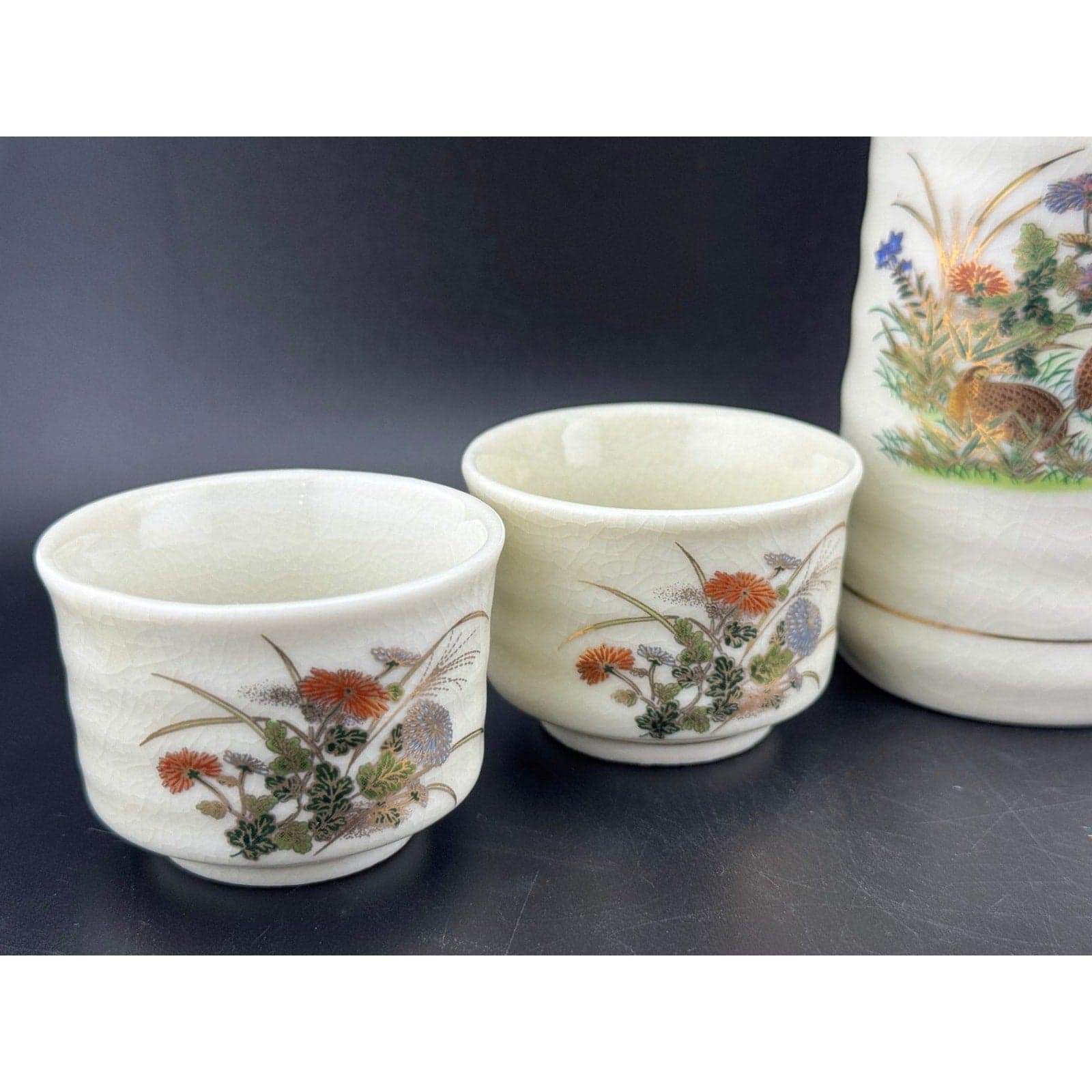 Vintage OMC Sake Set, Guilded Grouse - Thumbnail 3