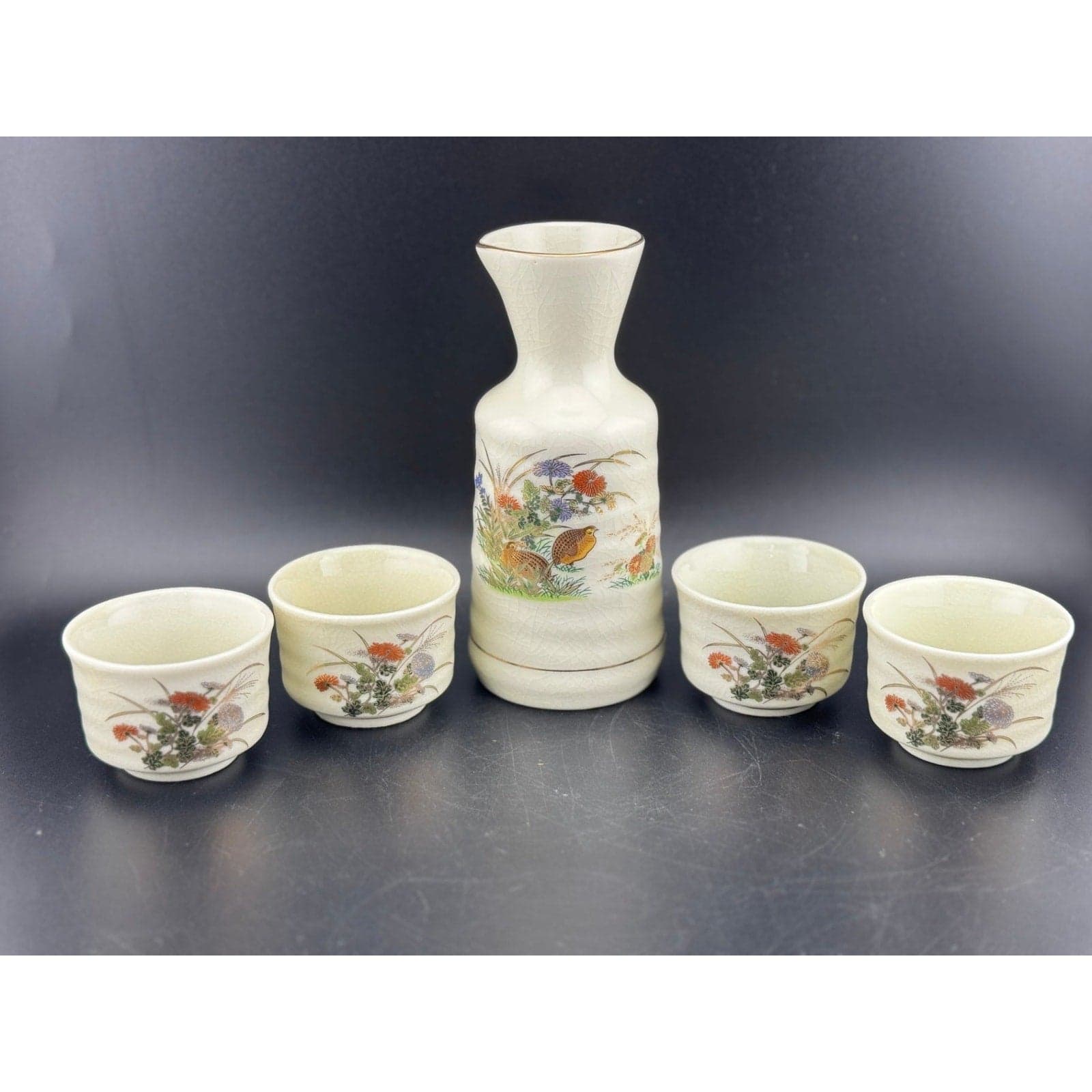 Vintage OMC Sake Set, Guilded Grouse - Image 1