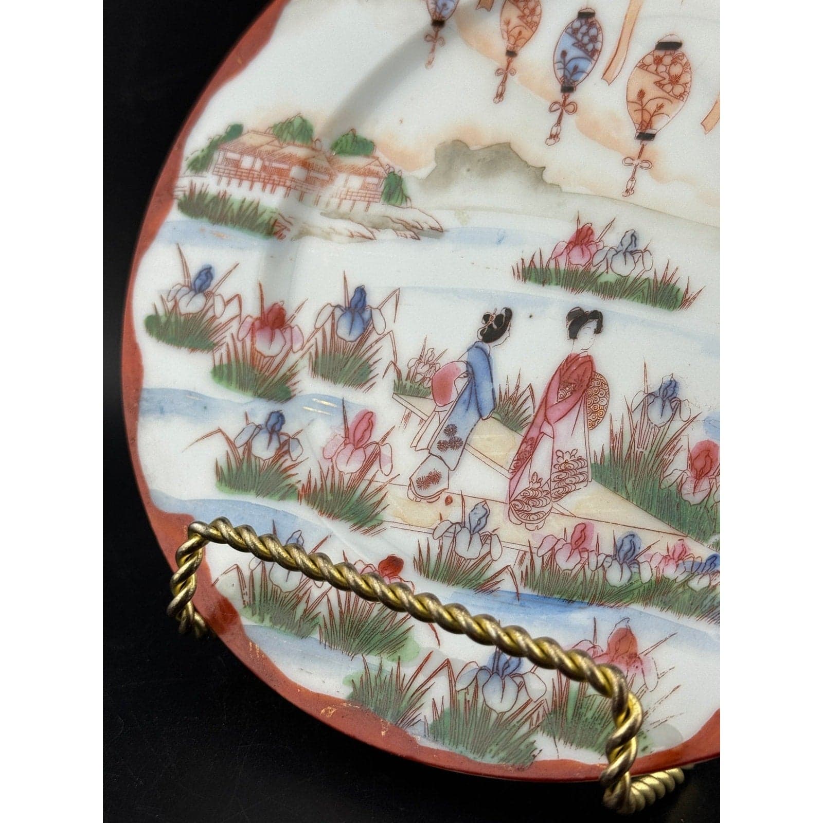 Vintage Kutani Handpainted Geisha Plate - Thumbnail 6