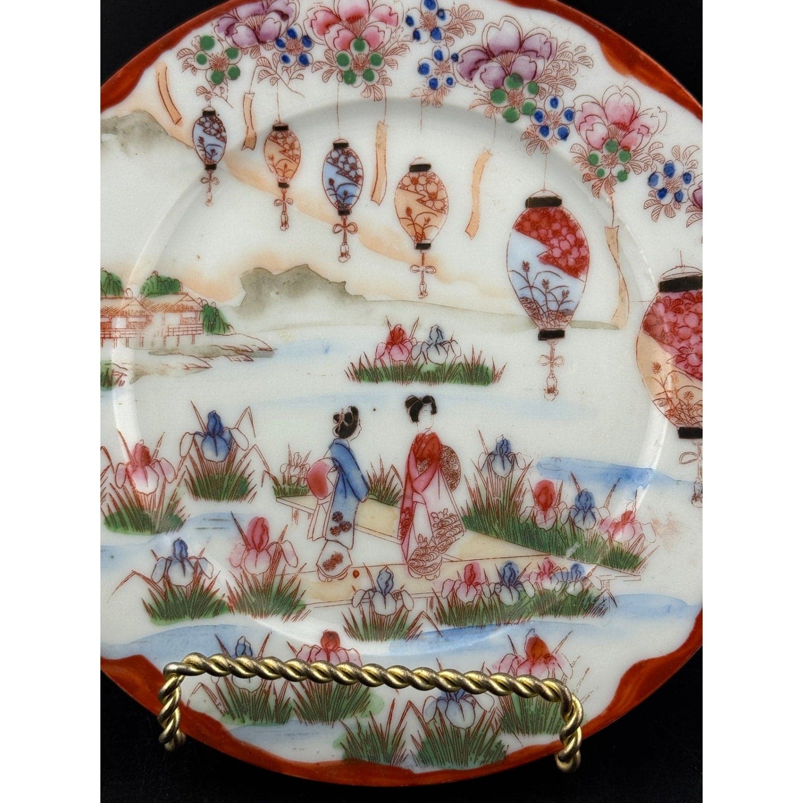 Vintage Kutani Handpainted Geisha Plate - Thumbnail 2