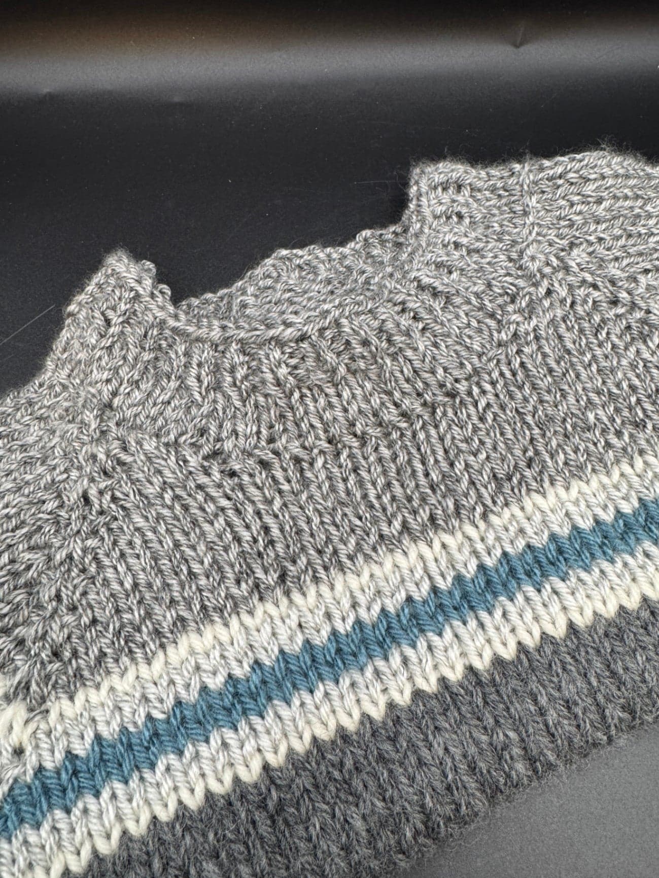 Handmade Gray & Blue Baby Sweater - Thumbnail 10