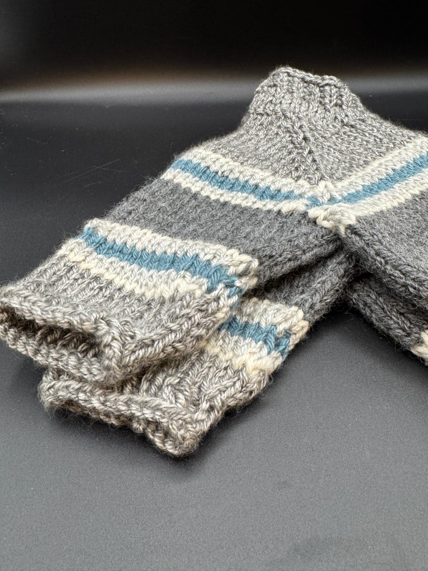 Handmade Gray & Blue Baby Sweater - Thumbnail 9