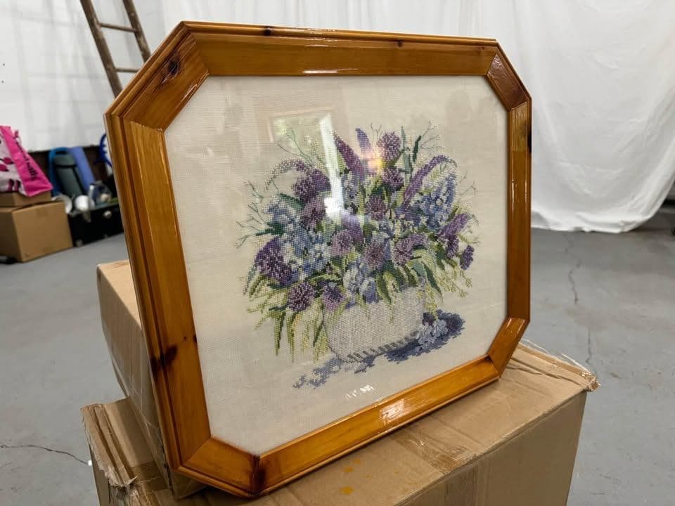Purple Flowers Cross Stitch - Thumbnail 2