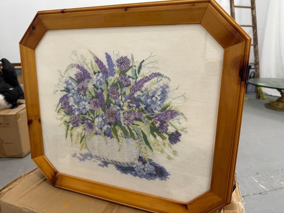Purple Flowers Cross Stitch - Thumbnail 3