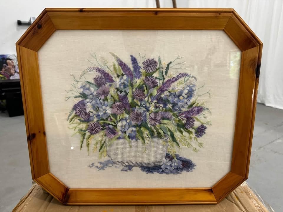Purple Flowers Cross Stitch - Image 1