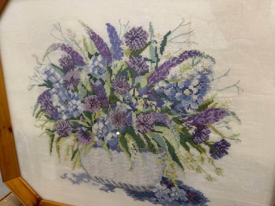 Purple Flowers Cross Stitch - Thumbnail 4