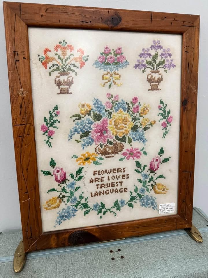 Flowers are Love Cross Stitch - Image 1