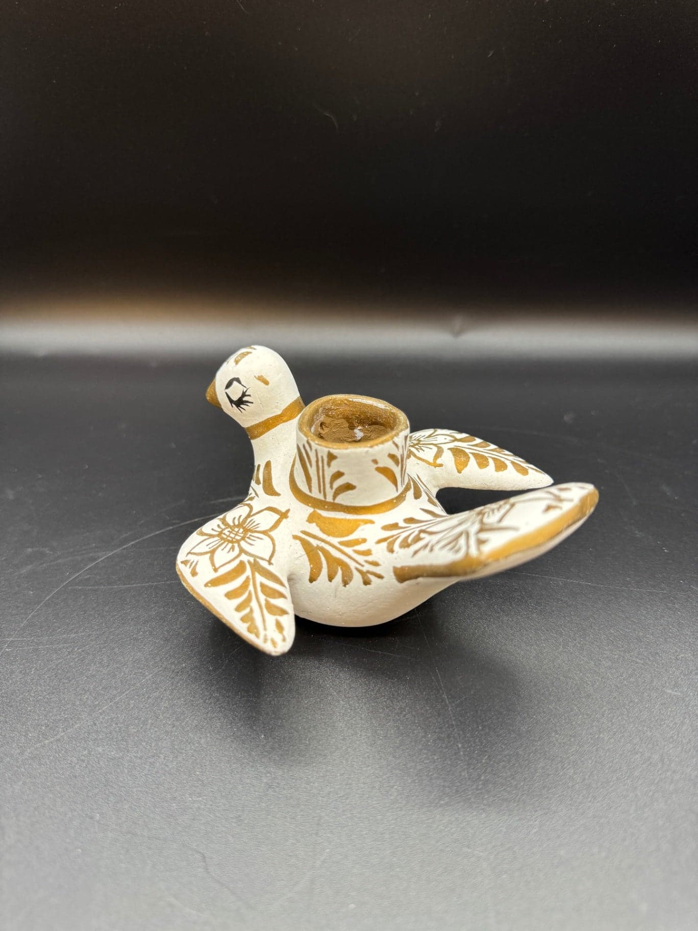 White & Gold Dove Candlestick Holder - Thumbnail 3