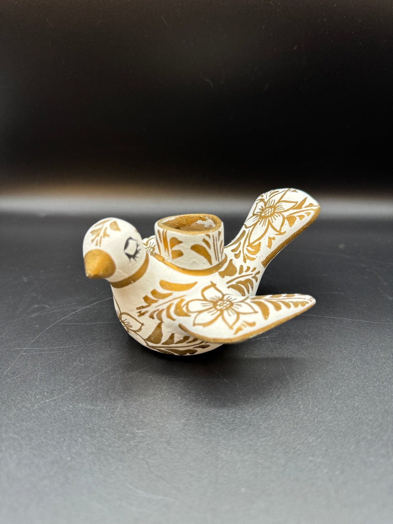 White & Gold Dove Candlestick Holder - Image 1