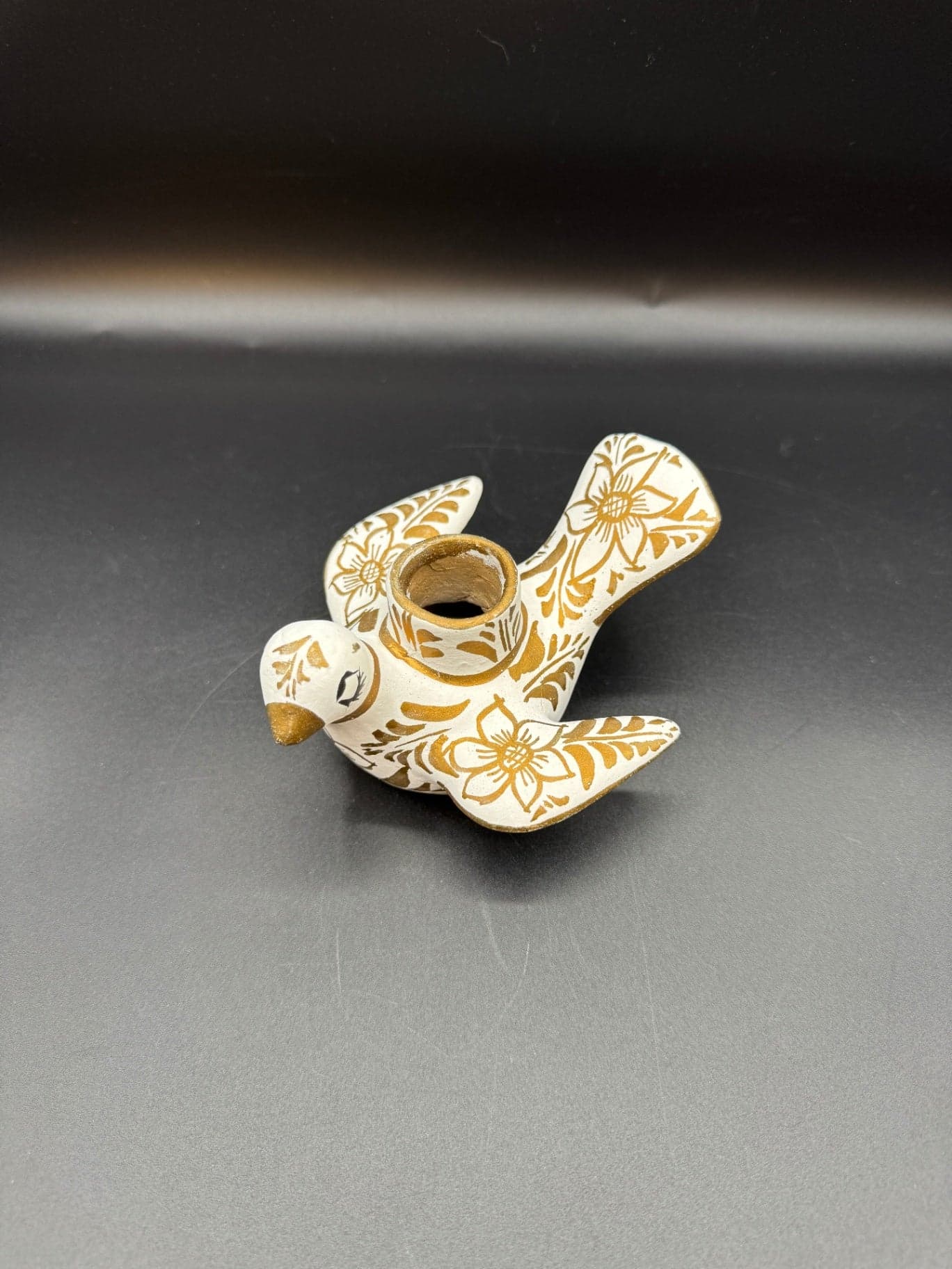 White & Gold Dove Candlestick Holder - Thumbnail 2