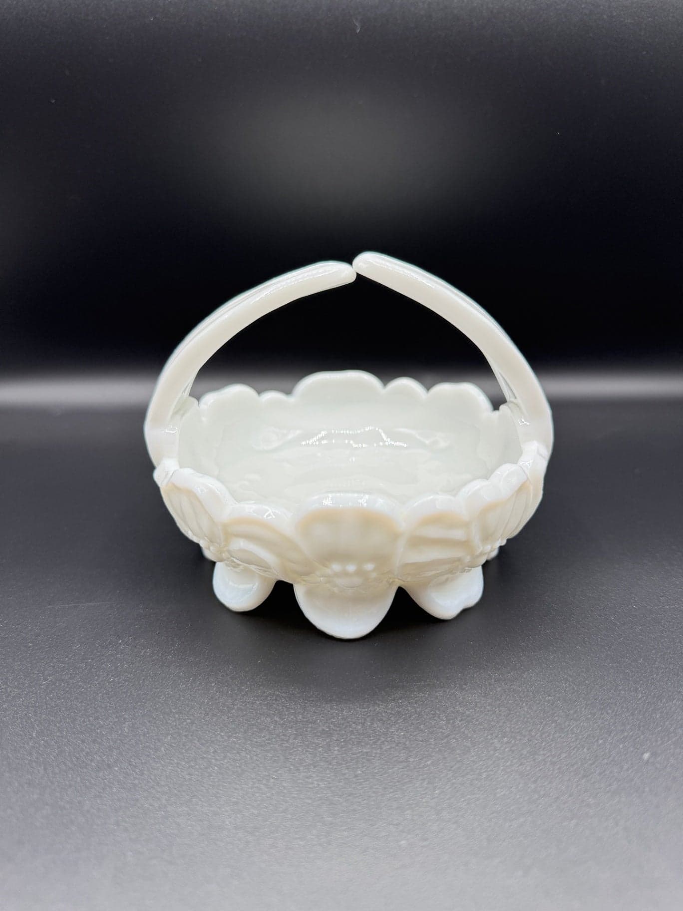 Dogwood Milk Glass Basket - Image 1
