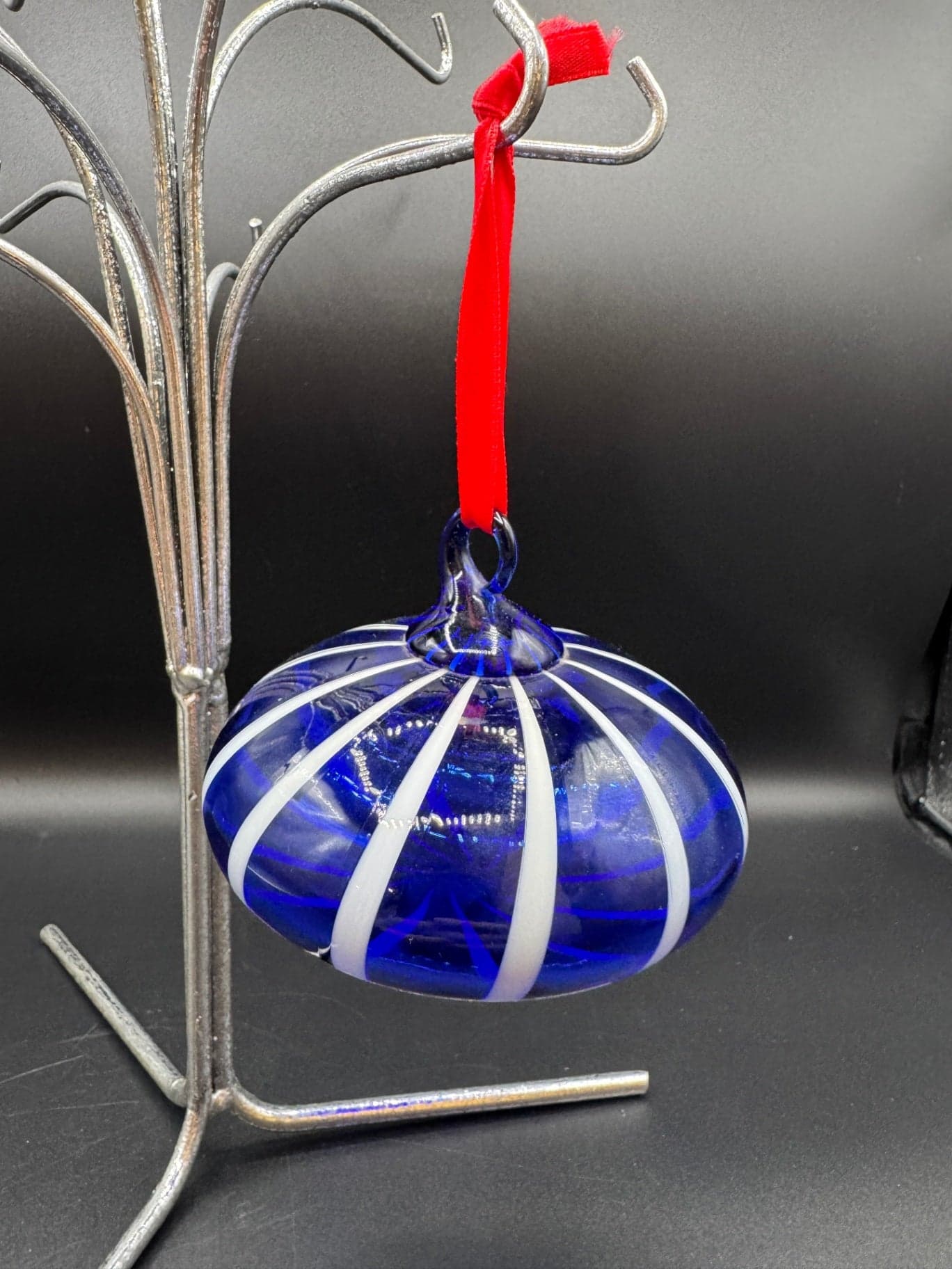 Cobalt Handblown Glass Ornament - Thumbnail 2