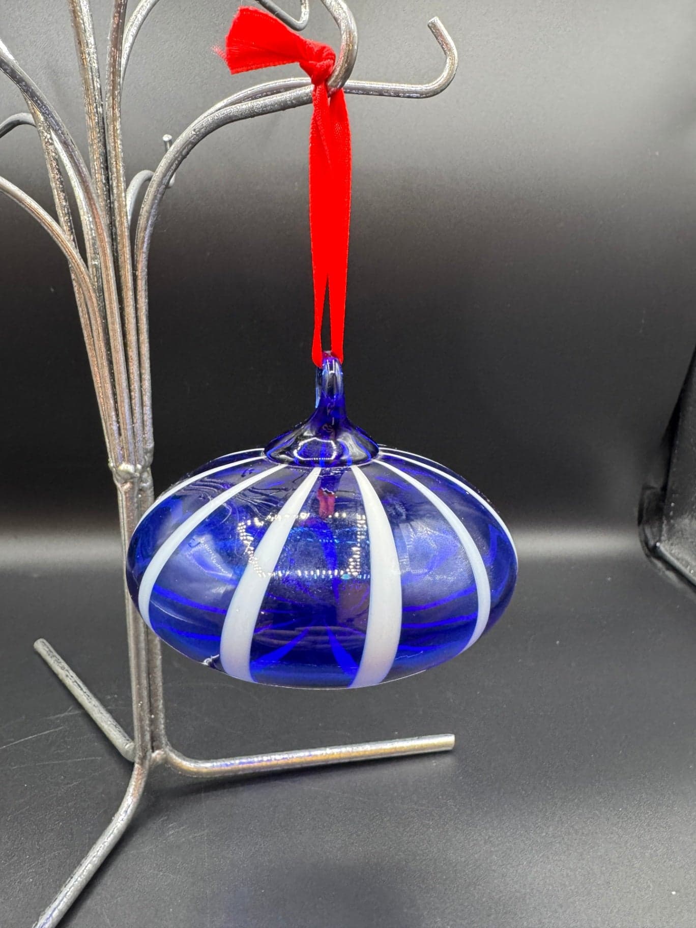 Cobalt Handblown Glass Ornament - Image 1