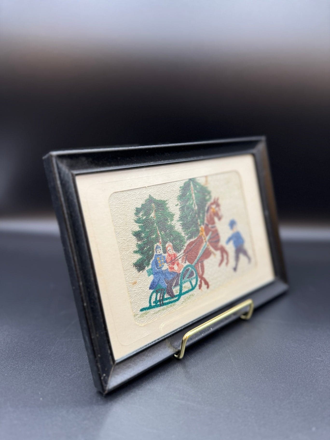 VTG Watercolor on Fabric Framed Artwork, Pair - Thumbnail 10
