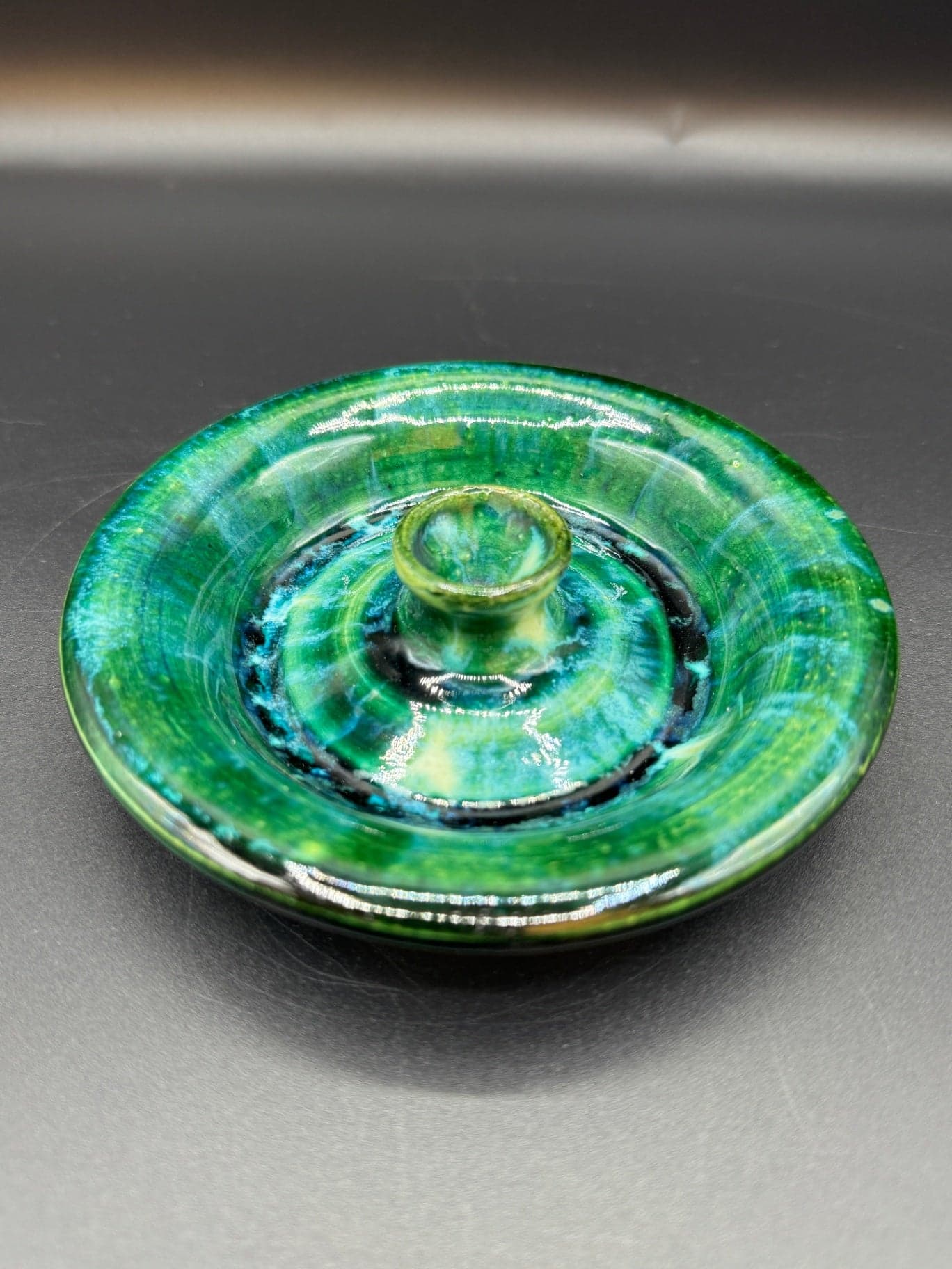 Green-Blue Studio Pottery Incense Burner - Thumbnail 6