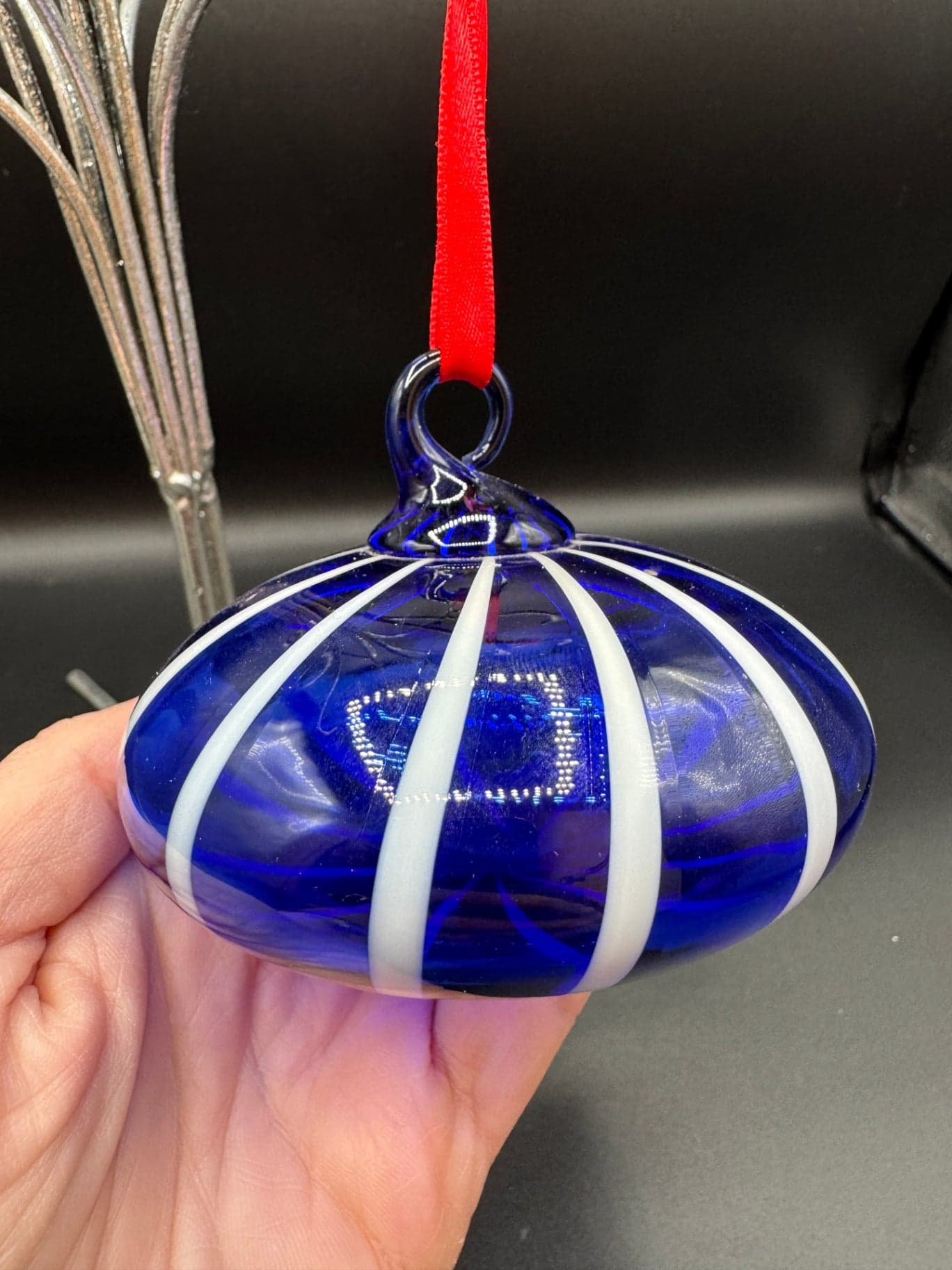 Cobalt Handblown Glass Ornament - Thumbnail 3