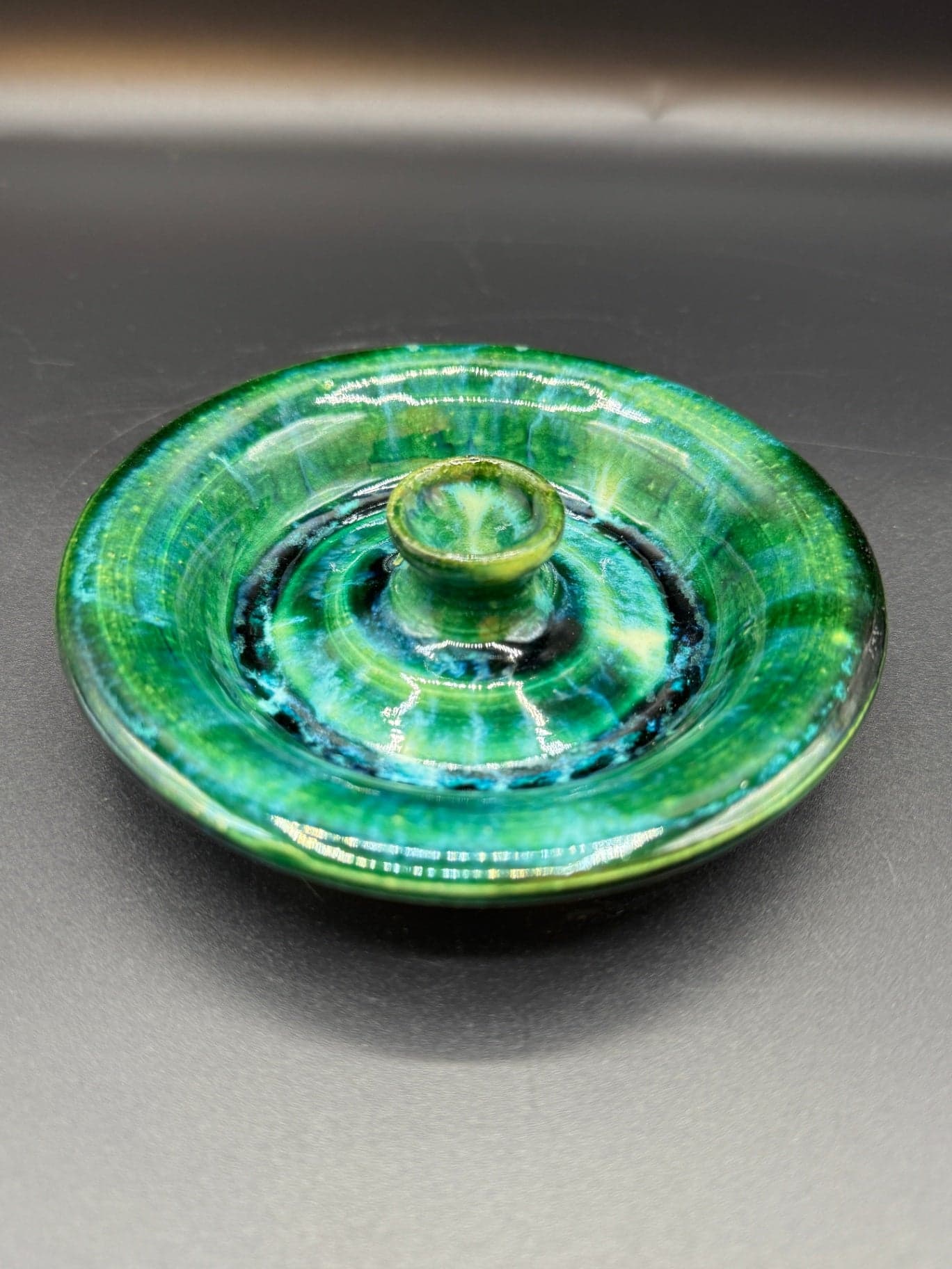Green-Blue Studio Pottery Incense Burner - Thumbnail 5