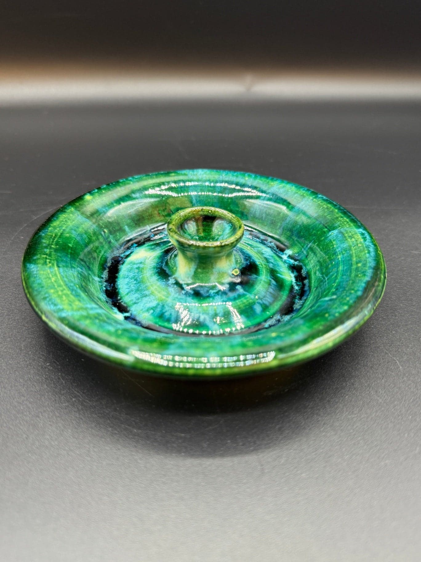 Green-Blue Studio Pottery Incense Burner - Image 1