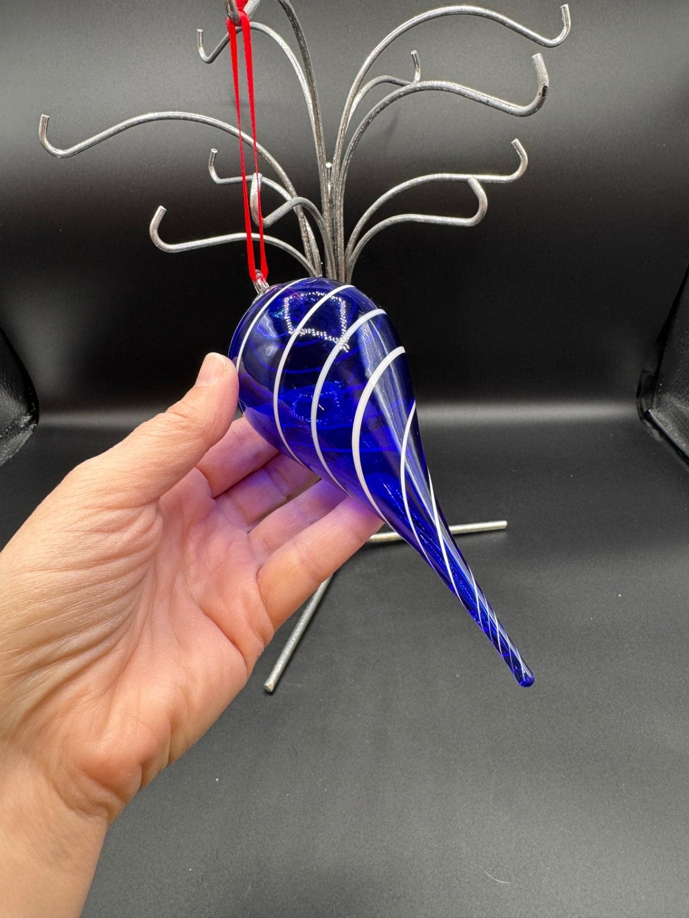 Cobalt Handblown Glass Ornament - Thumbnail 4