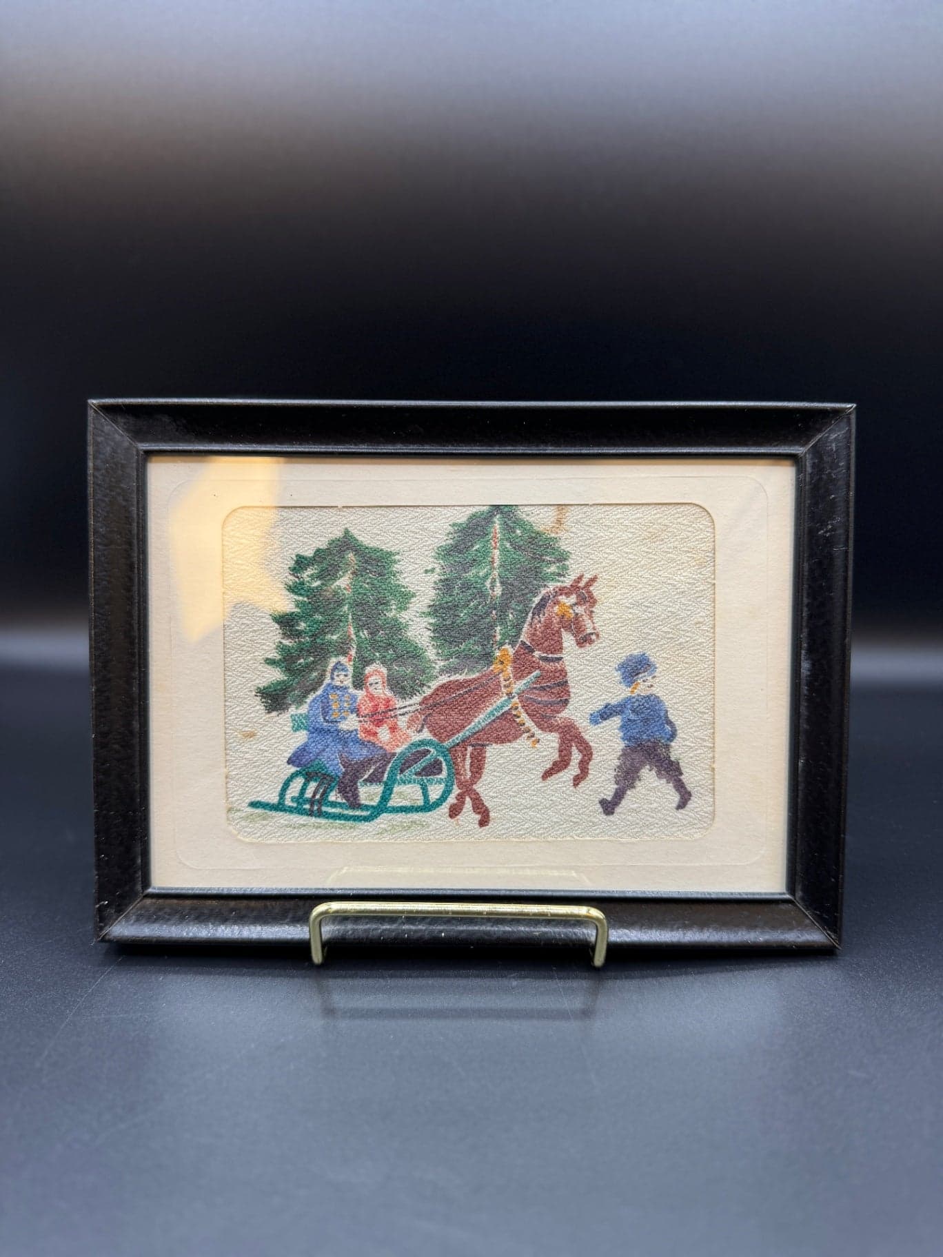 VTG Watercolor on Fabric Framed Artwork, Pair - Thumbnail 6