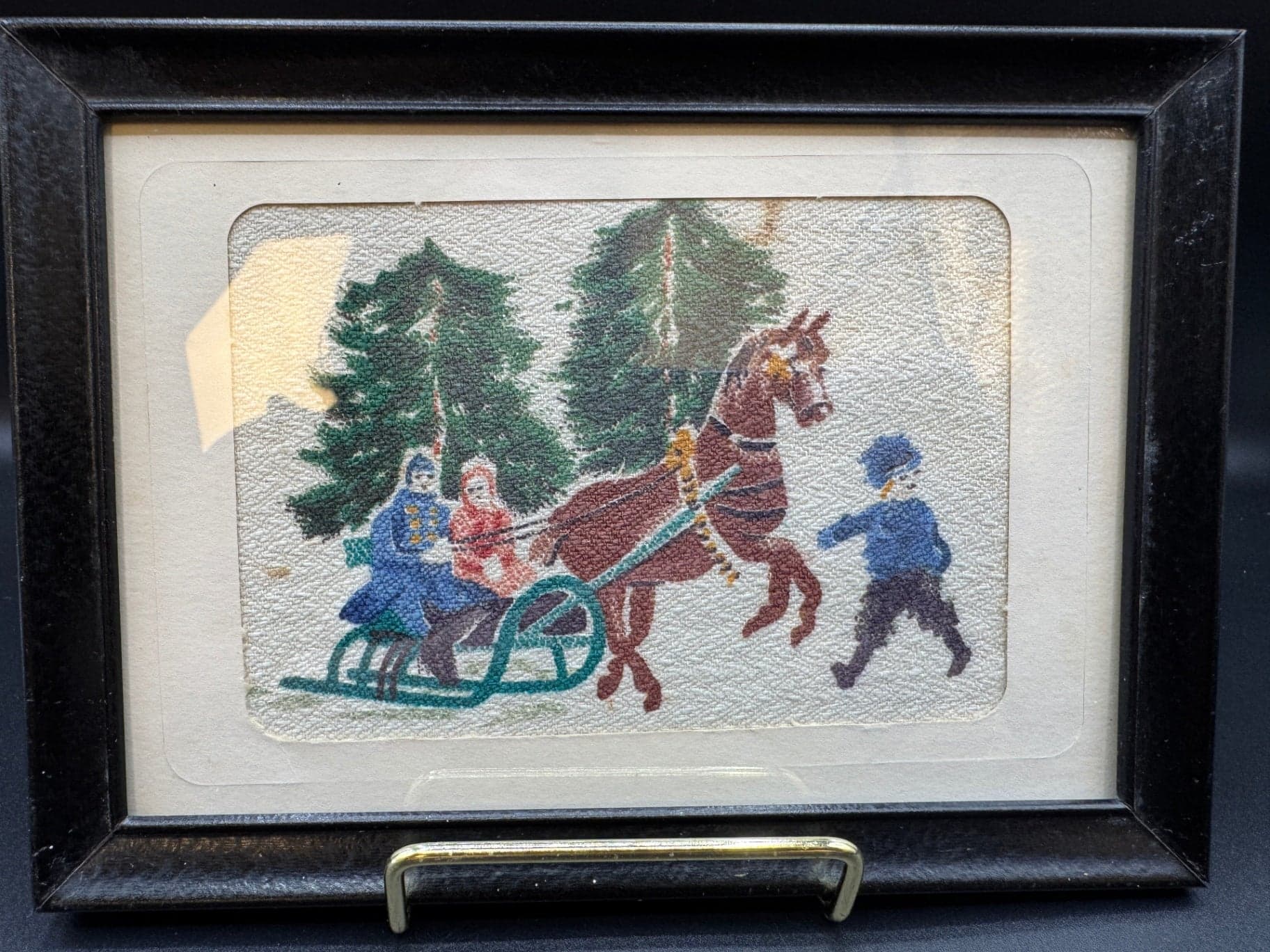 VTG Watercolor on Fabric Framed Artwork, Pair - Thumbnail 11