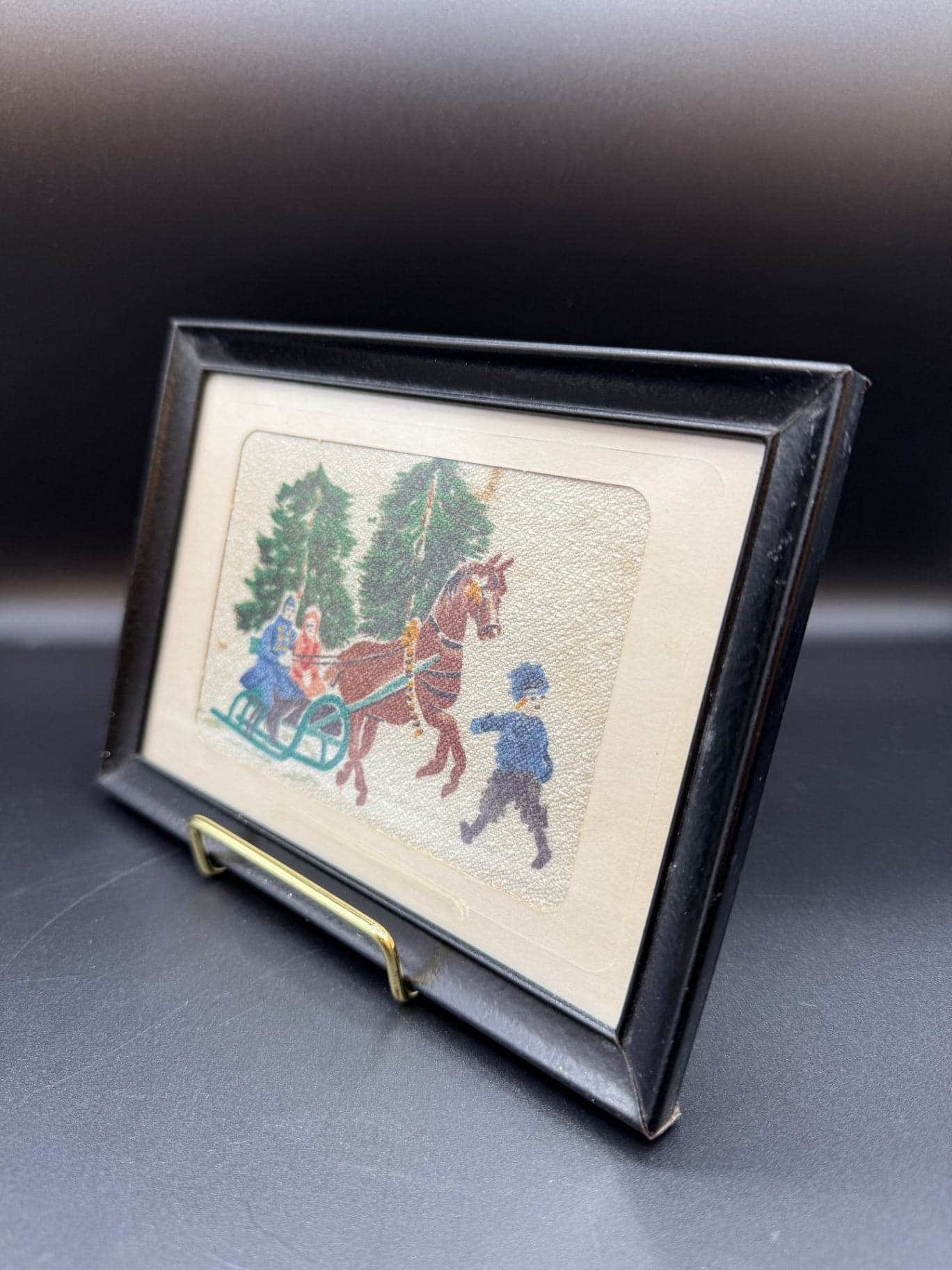VTG Watercolor on Fabric Framed Artwork, Pair - Thumbnail 7