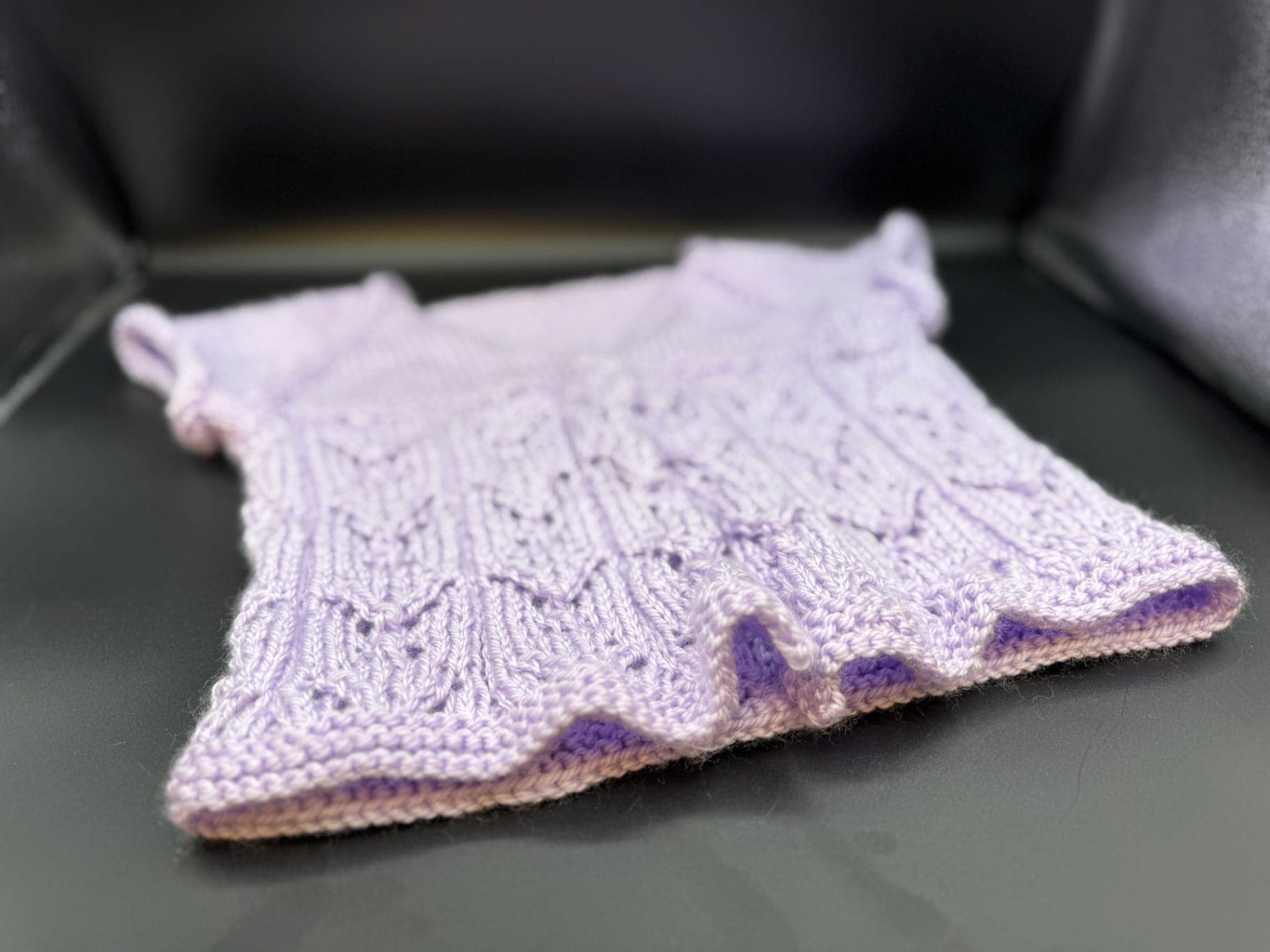Handmade Lilac Baby Cardigan - Thumbnail 4