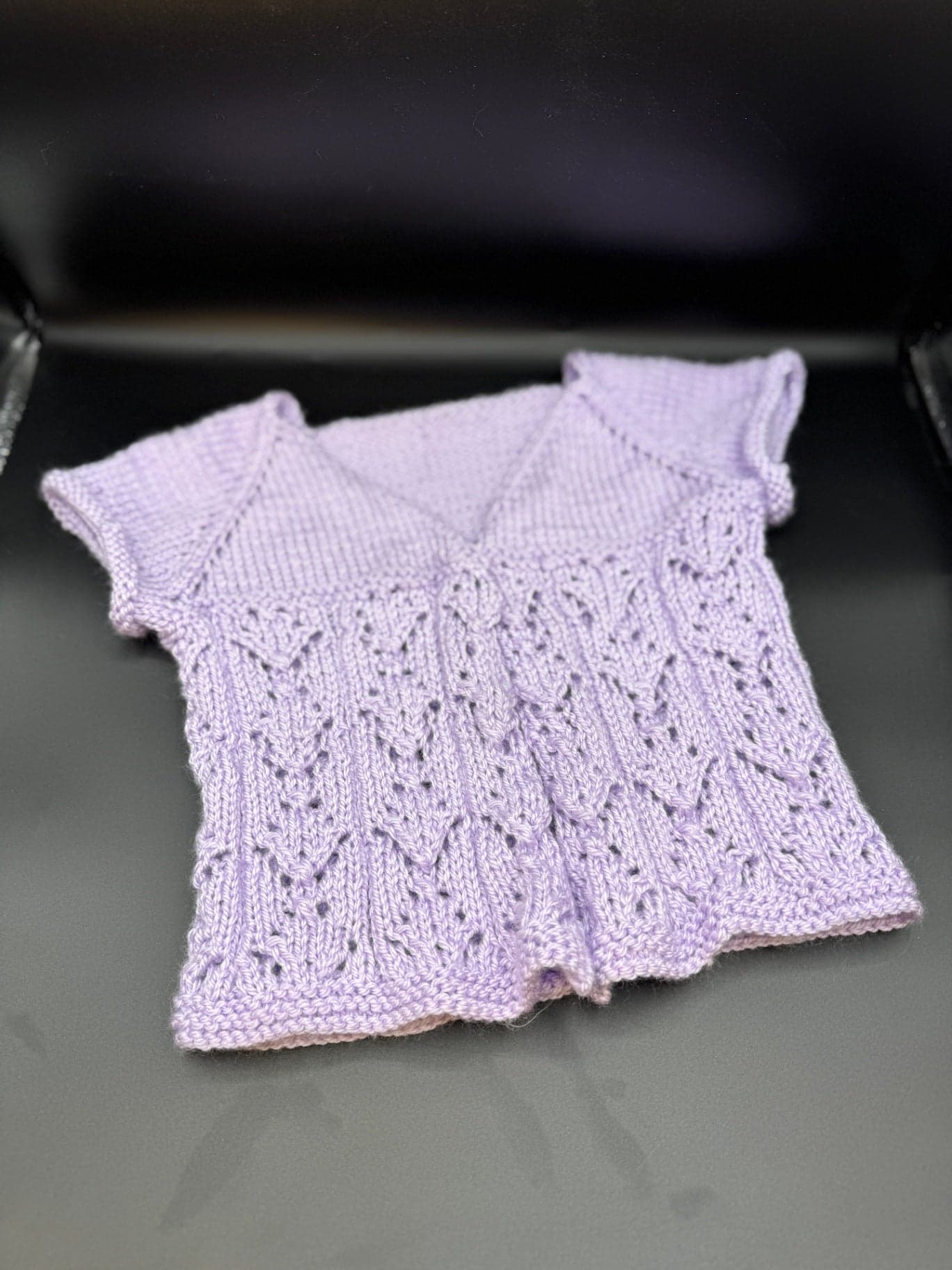 Handmade Lilac Baby Cardigan - Thumbnail 3