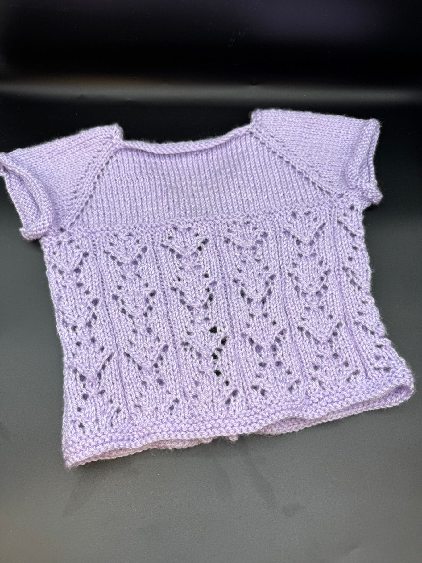 Handmade Lilac Baby Cardigan - Thumbnail 8