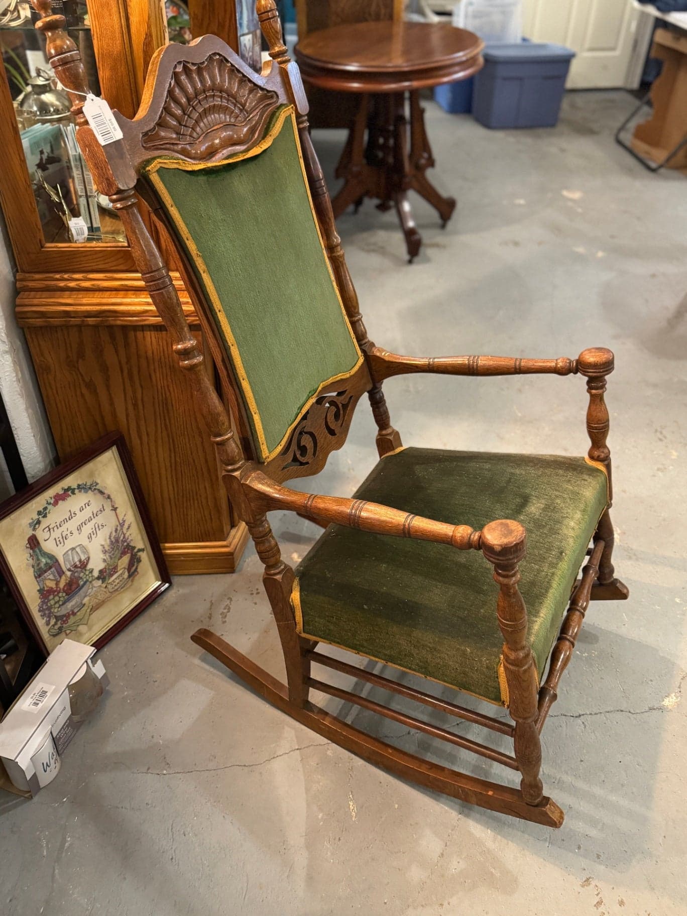 VTG Green Upholstered Rocking Chair - Thumbnail 3
