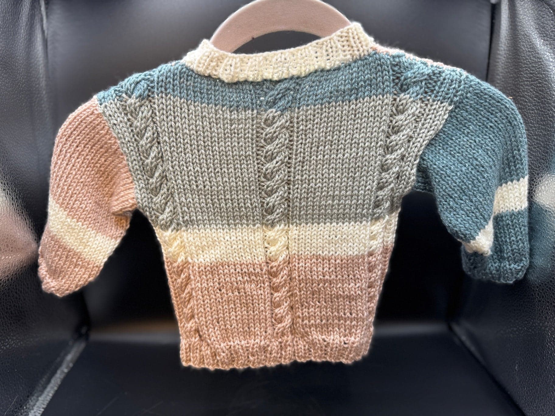 Handmade Gray & Blue Baby Sweater - Thumbnail 9