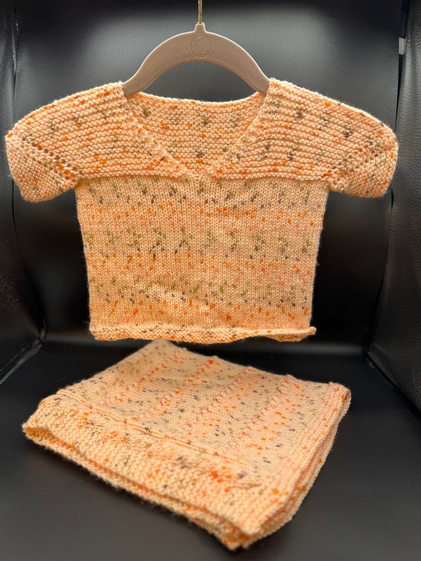 Handmade Peach Baby Sweater & Blanket S - Image 1