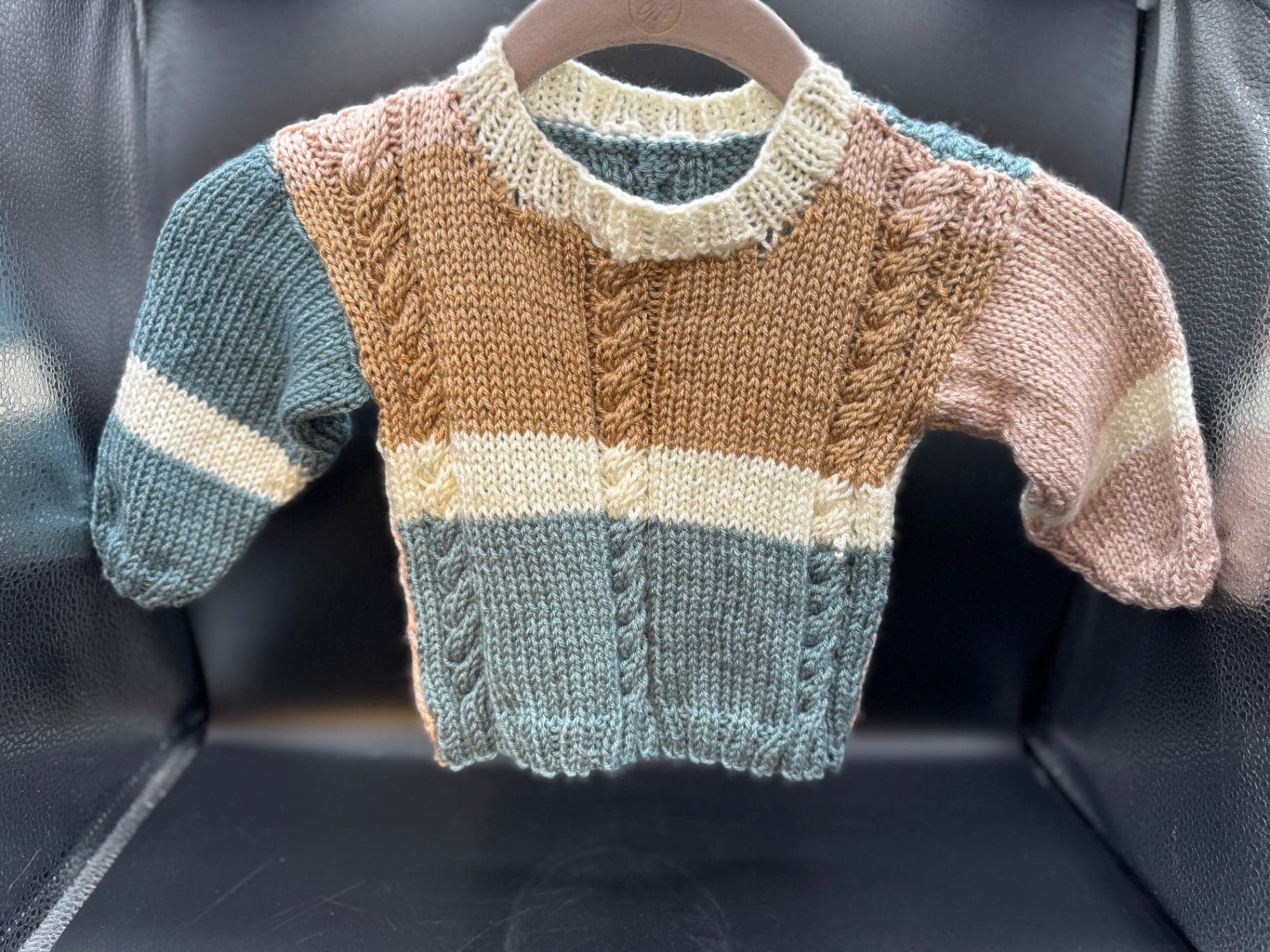 Handmade Gray & Blue Baby Sweater - Thumbnail 8