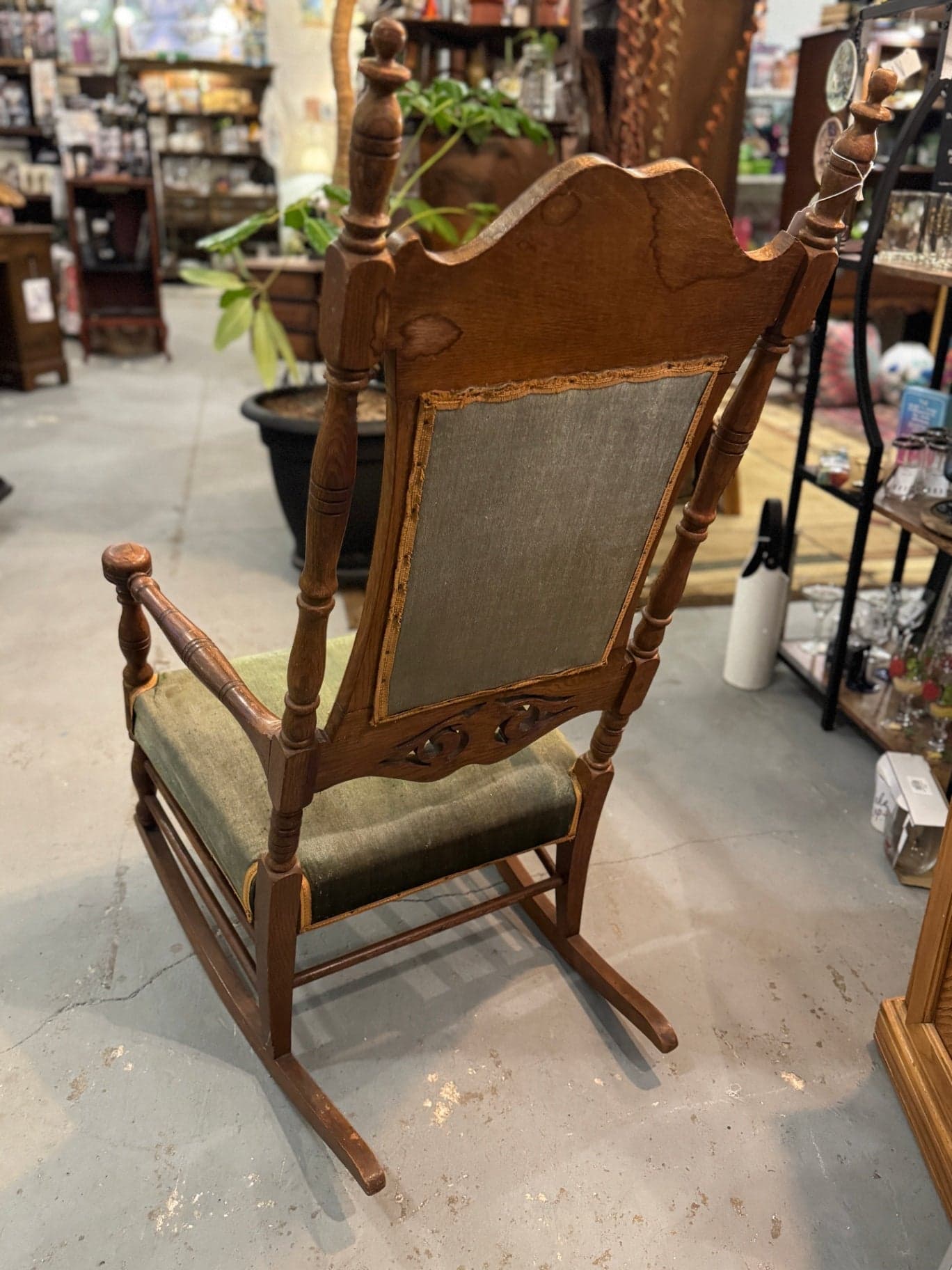 VTG Green Upholstered Rocking Chair - Thumbnail 7