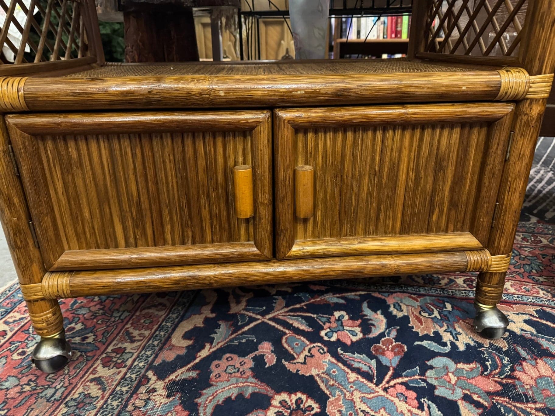 Wicker and Rattan Bar Cart - Thumbnail 6