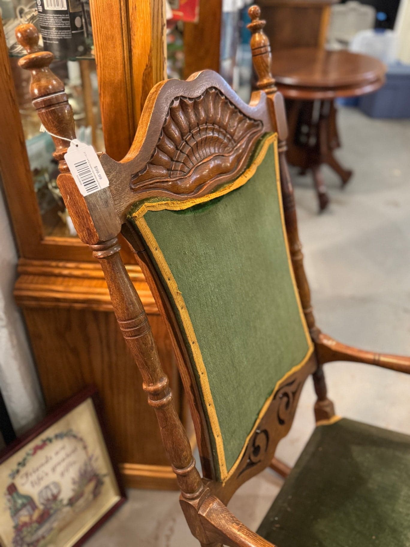 VTG Green Upholstered Rocking Chair - Thumbnail 4
