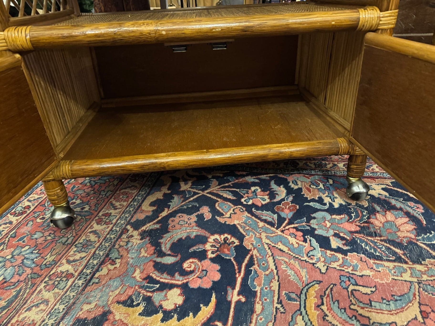 Wicker and Rattan Bar Cart - Thumbnail 7
