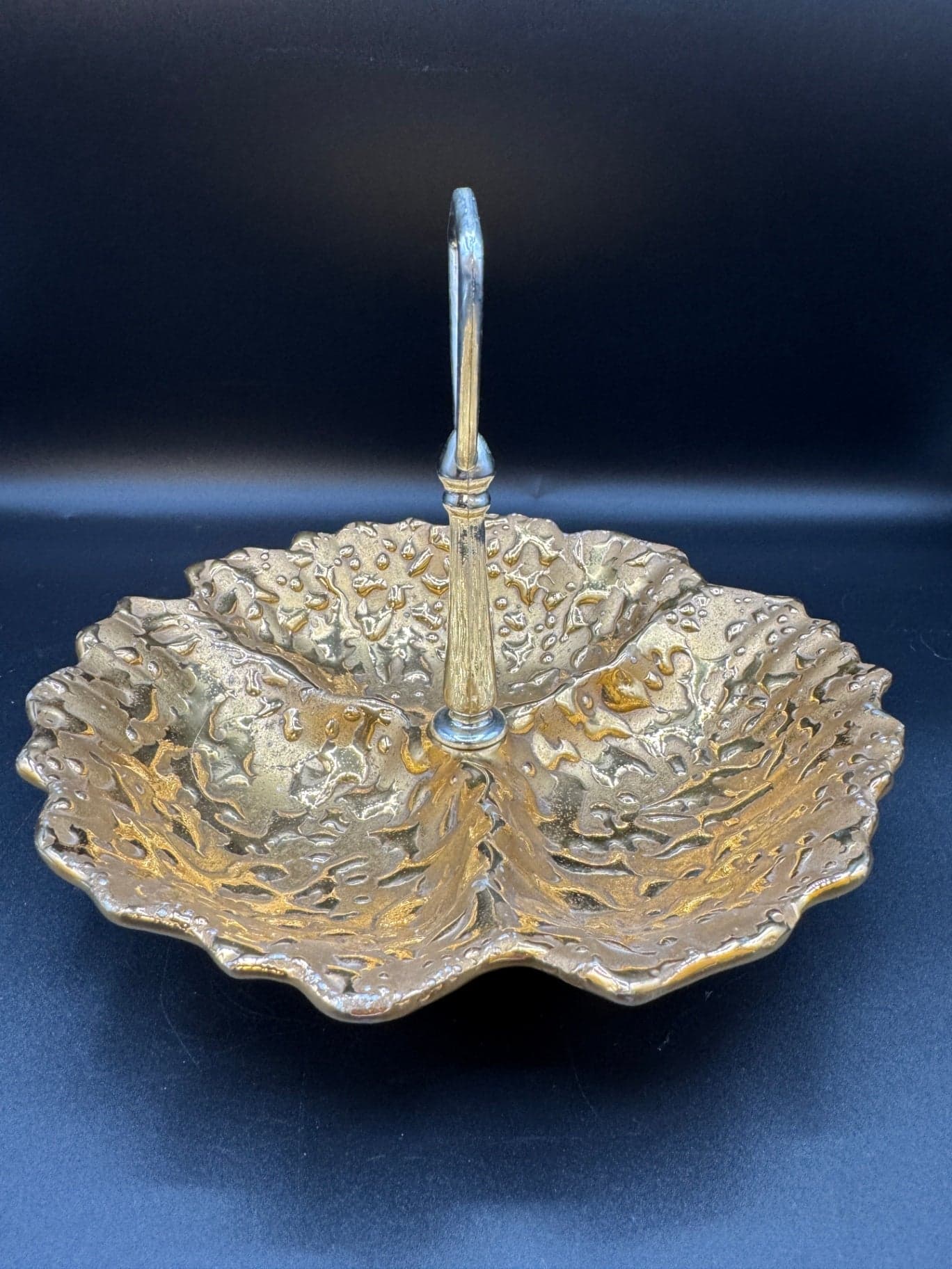 22K Weeping Gold Candy Dish 3 Section - Thumbnail 4