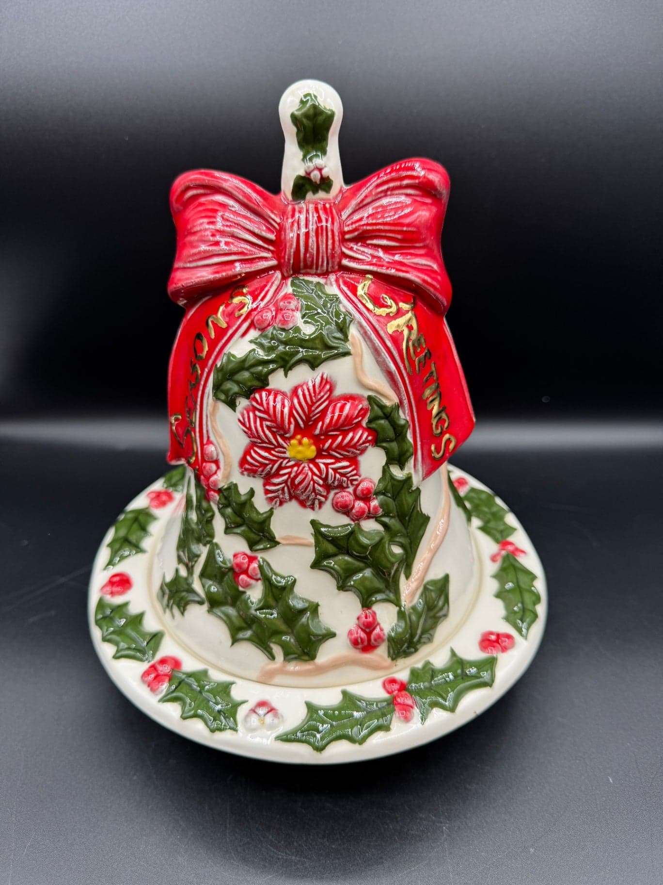 Ceramic Holly Bell & Bowl - Image 1