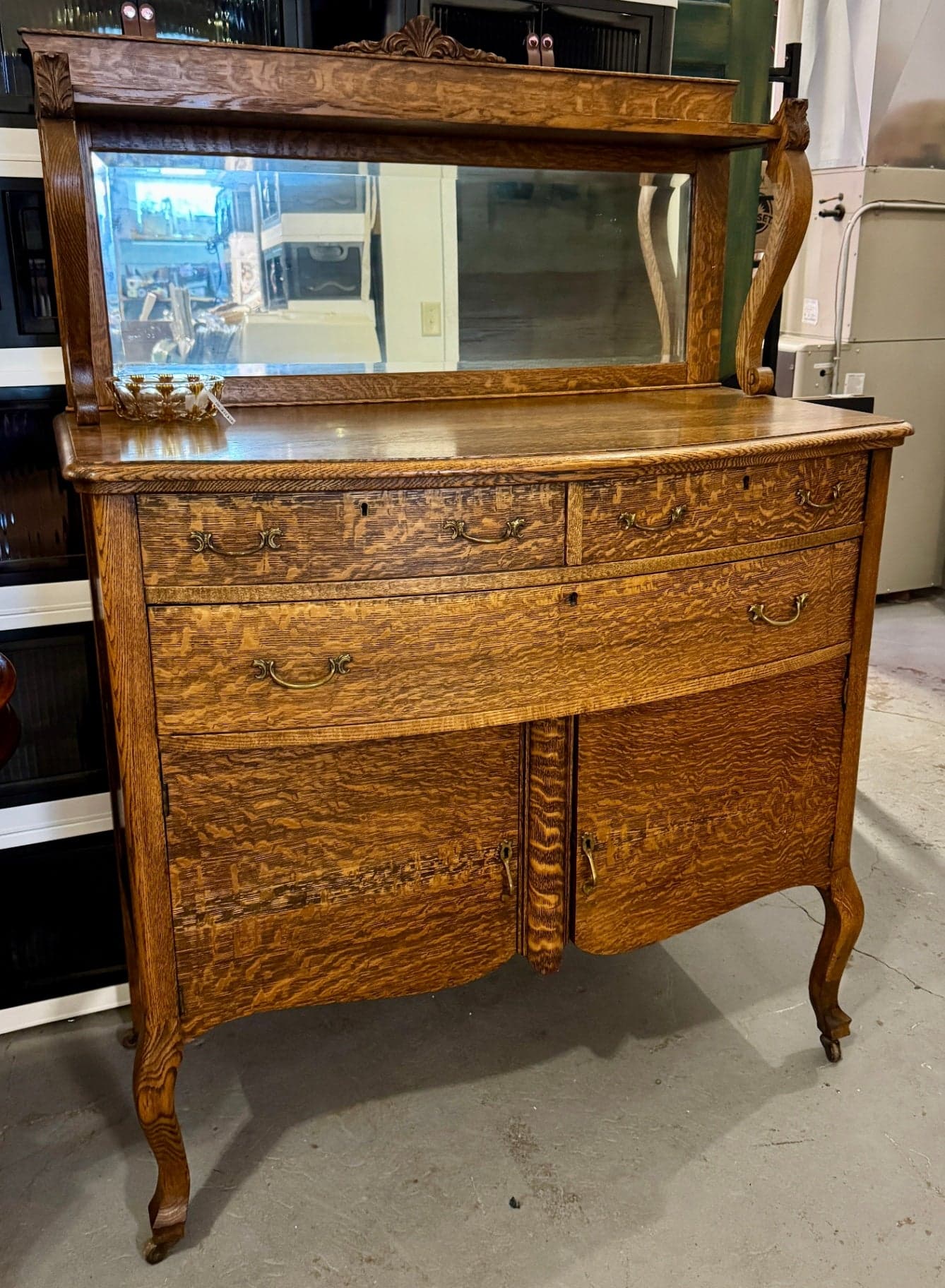 Antique Tiger Oak Sideboard - Image 1