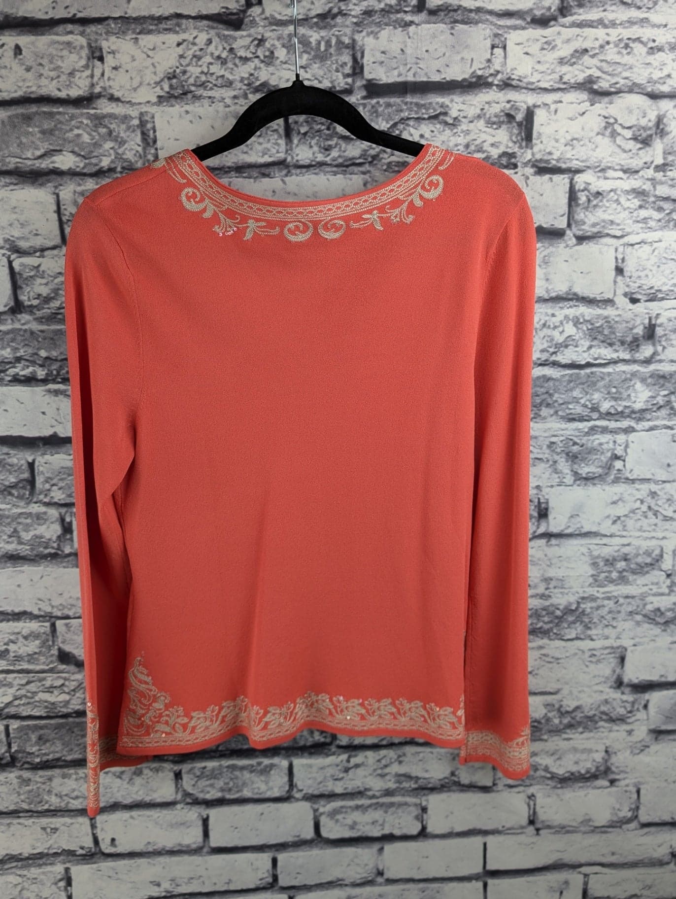 Talbots Embroidered Coral Sweater - Thumbnail 3