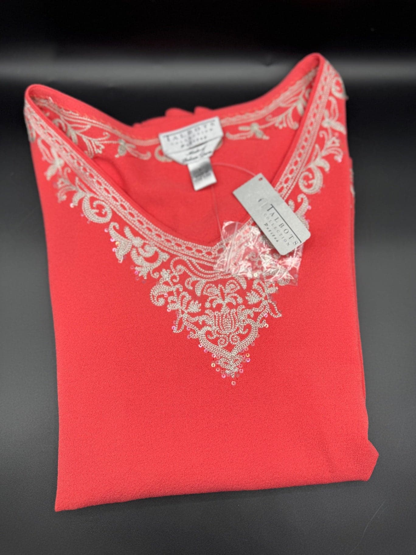 Talbots Embroidered Coral Sweater - Thumbnail 5