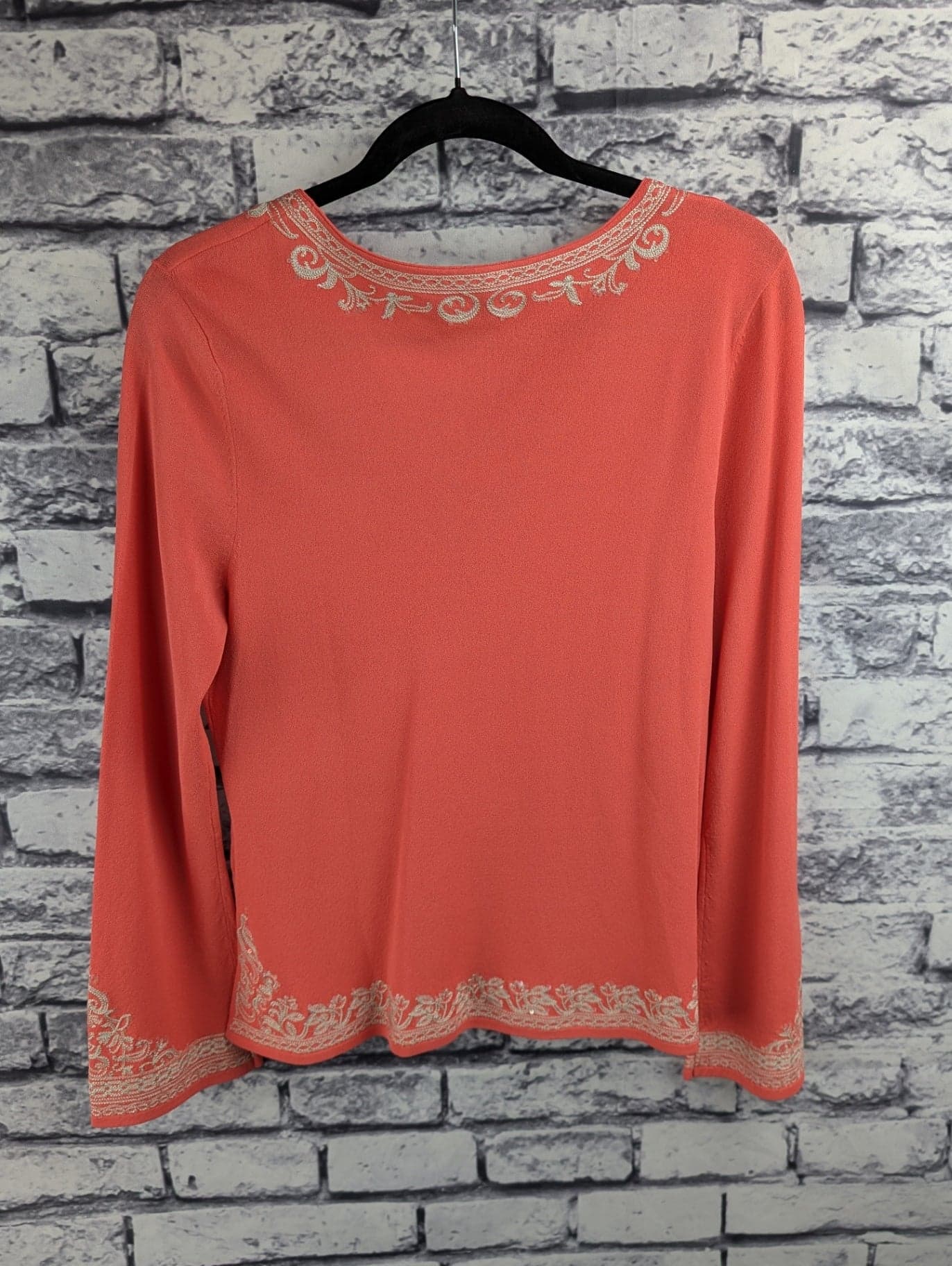 Talbots Embroidered Coral Sweater - Thumbnail 4