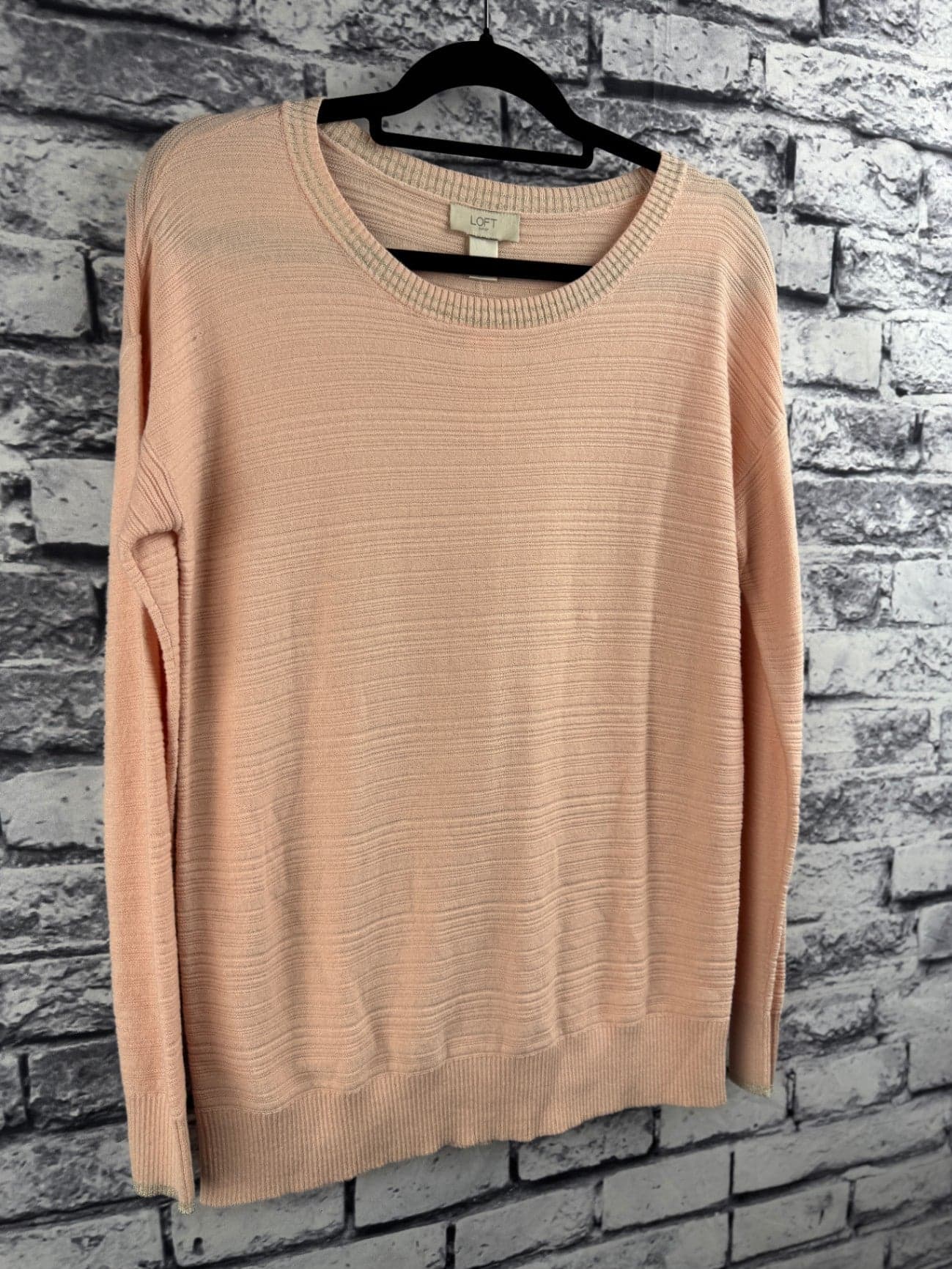 LOFT Peach Striped Sweater - Thumbnail 2