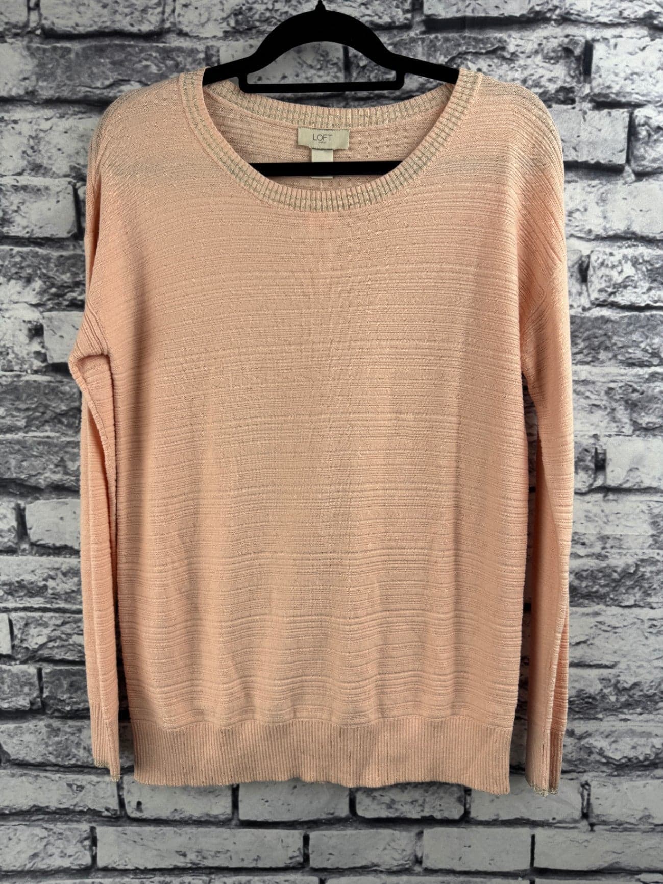 LOFT Peach Striped Sweater - Image 1