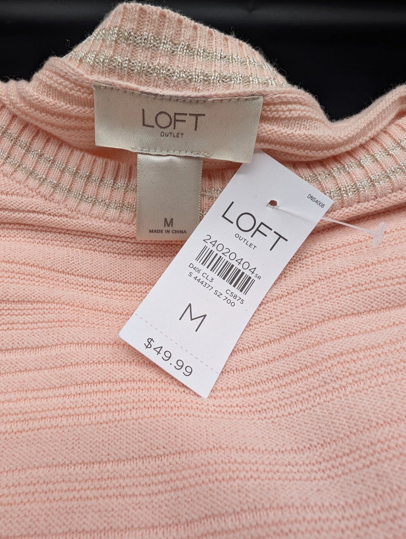 LOFT Peach Striped Sweater - Thumbnail 4