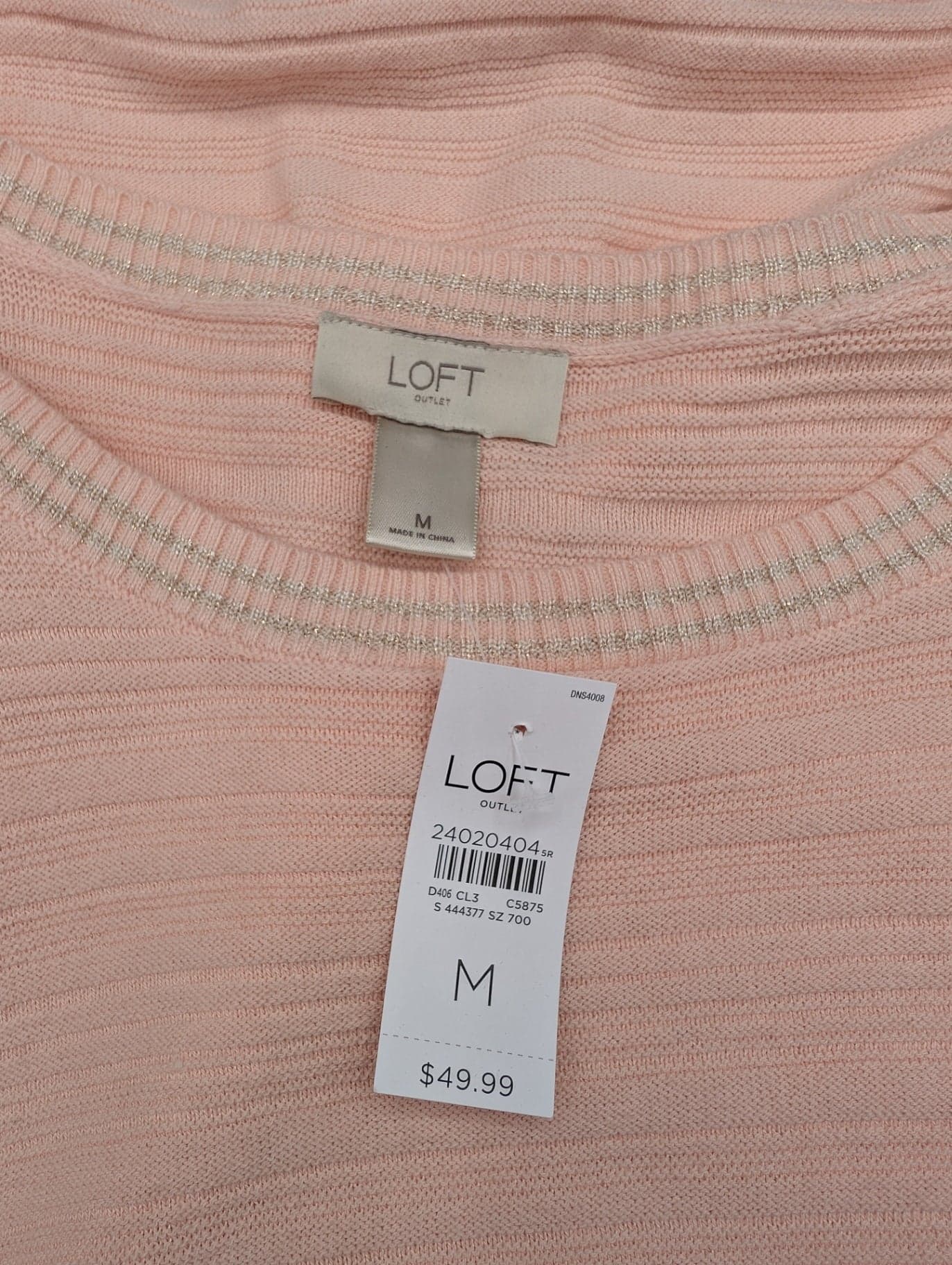 LOFT Peach Striped Sweater - Thumbnail 5