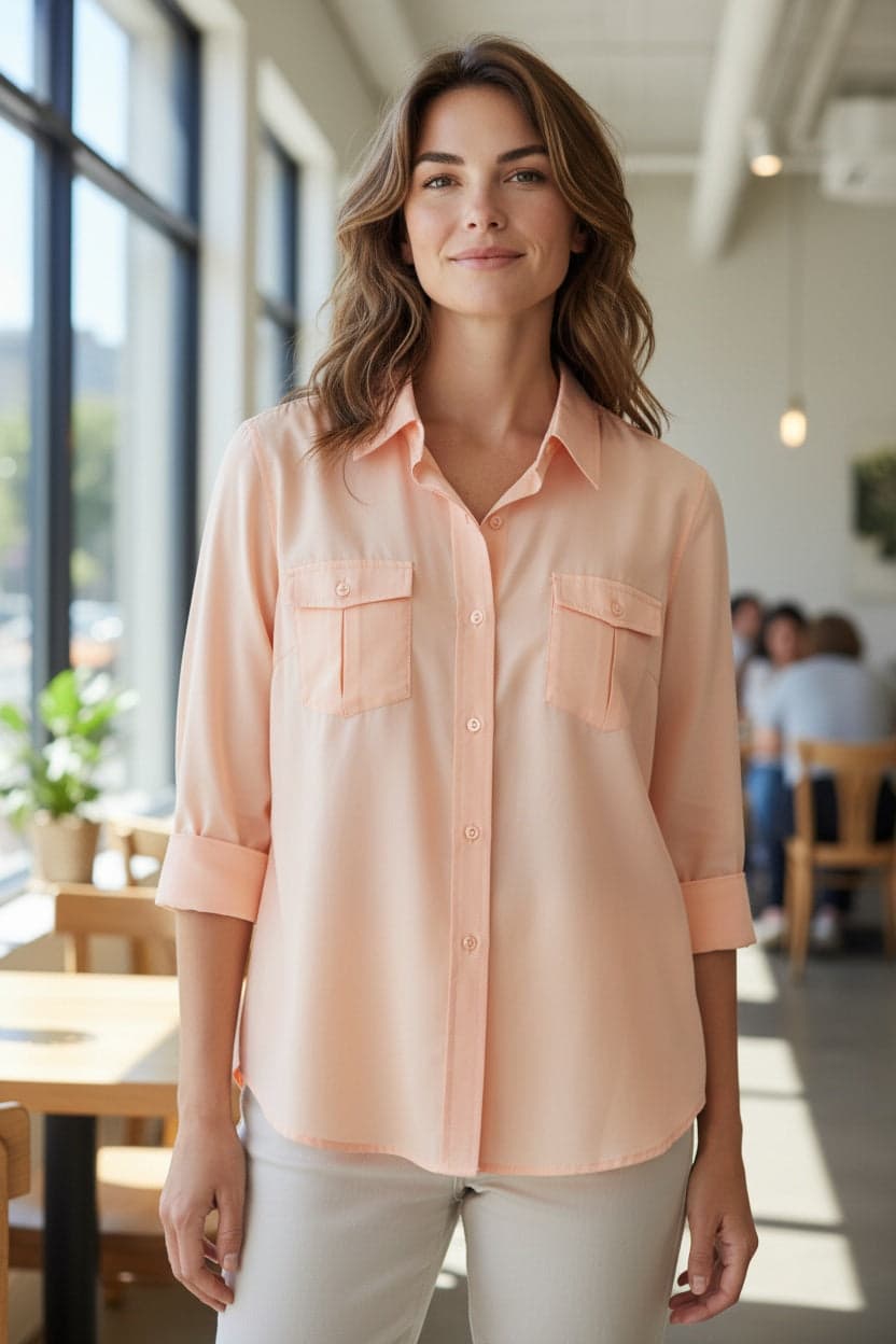 Taylor Marcs The Stretch Shirt, Peach - Thumbnail 12