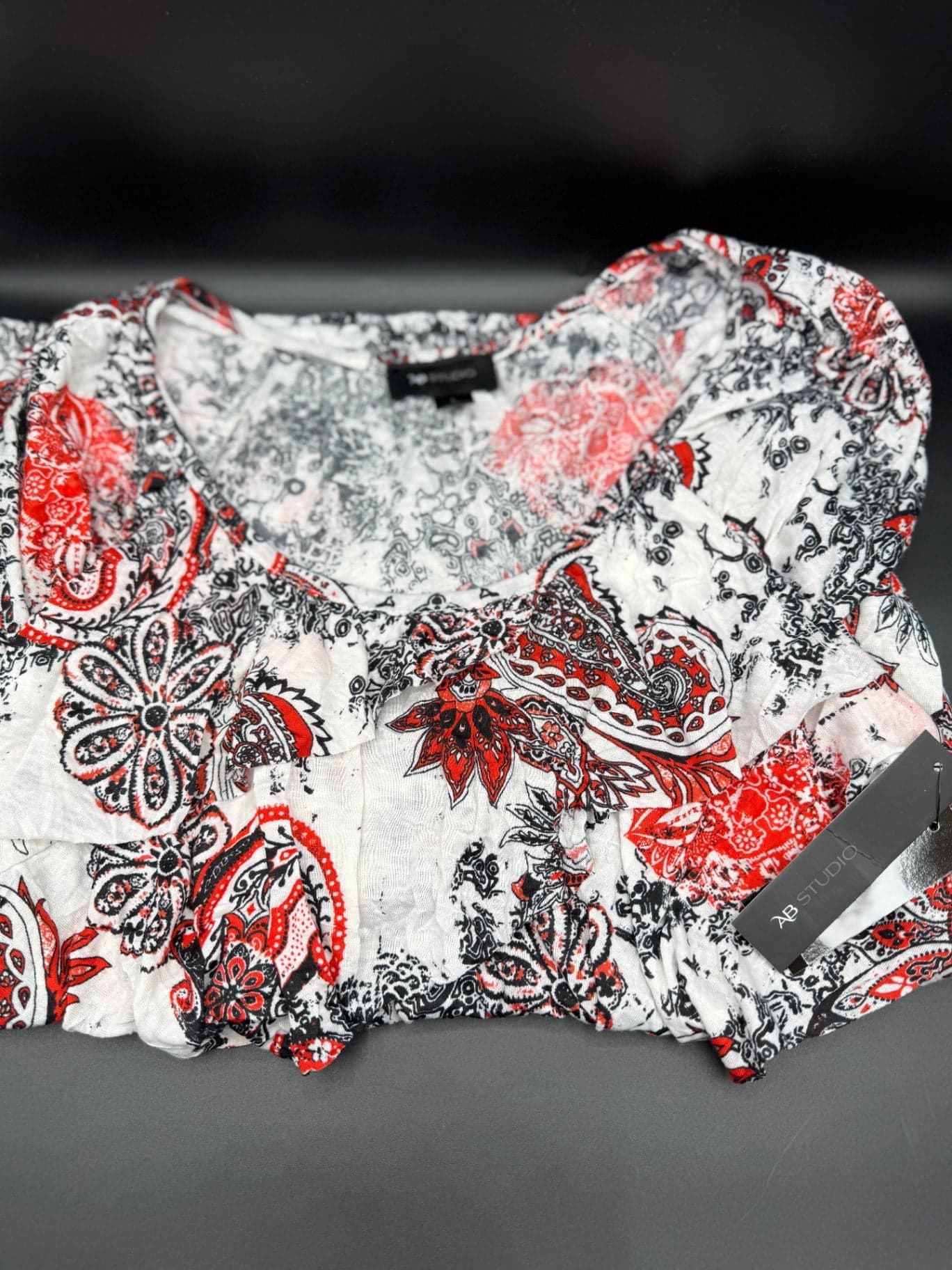 AB Studio Layered Paisley Print Shirt - Thumbnail 6