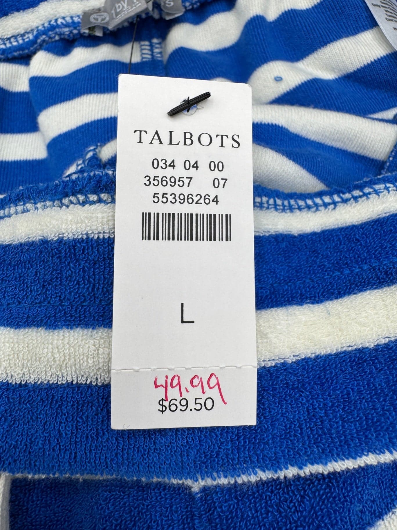 Talbots Blue Striped Terry Cloth Shorts - Thumbnail 6